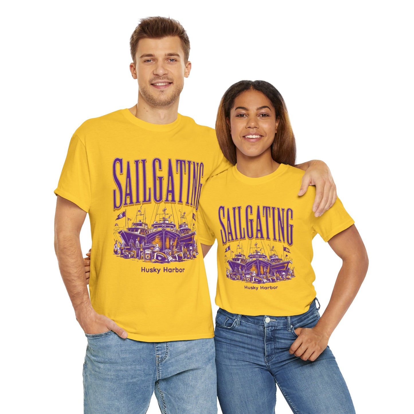 Sailgating Tee - Washington Huskies Unisex Heavy Cotton Shirt