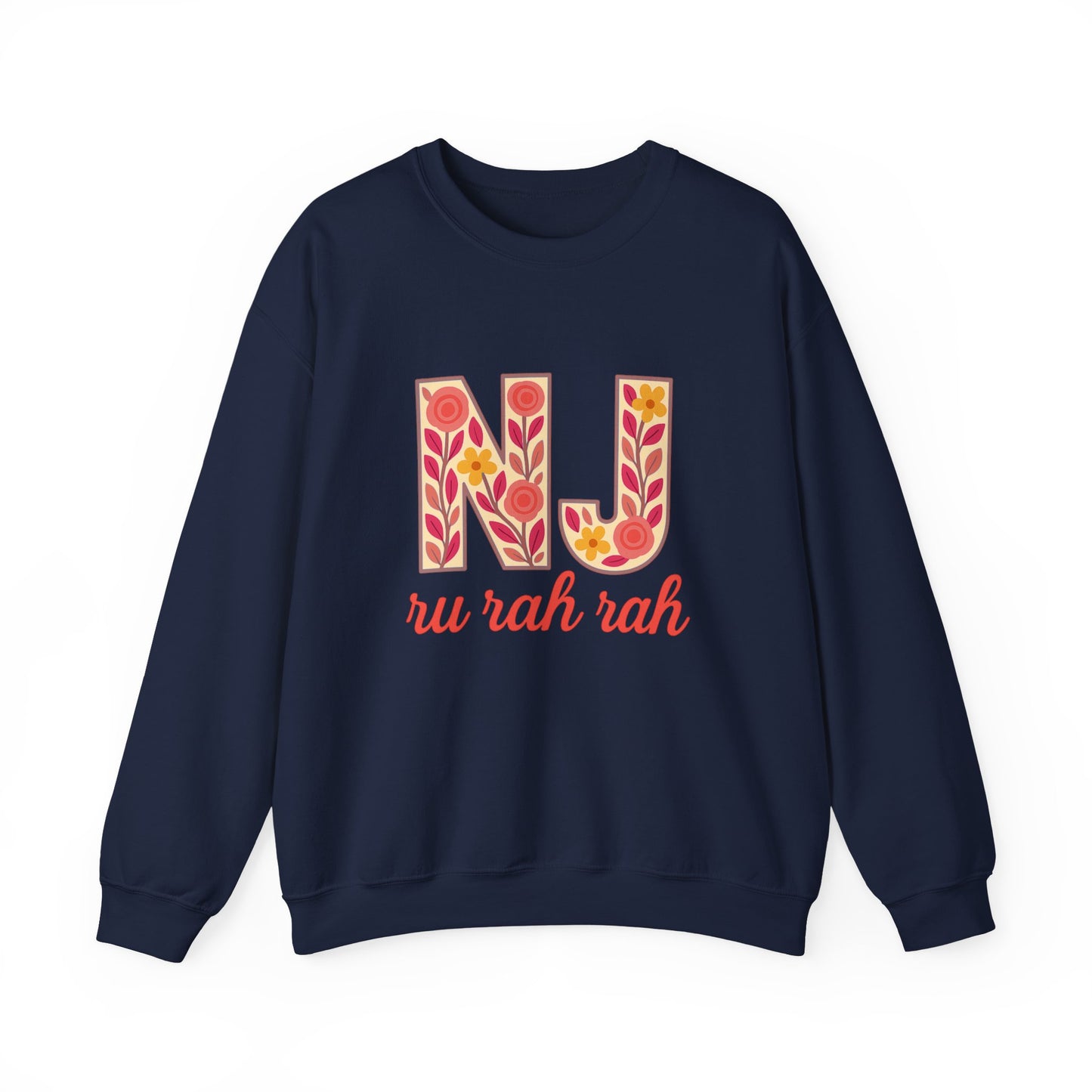 NJ Floral Pattern Crewneck Sweatshirt, Cozy Jersey, Casual Layer, Unique Gift, Fall Fashion, Unisex Apparel