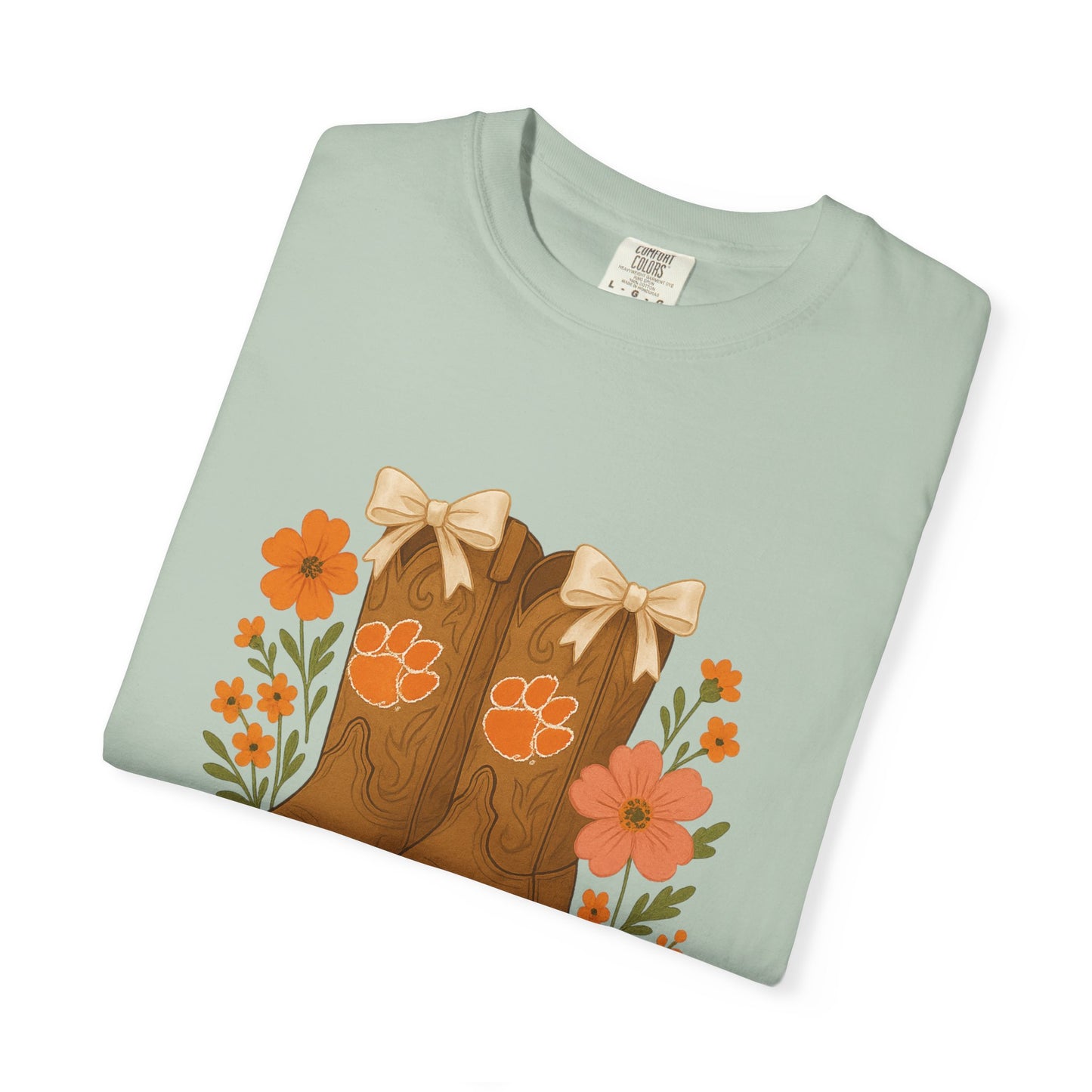 Cowgirl Boots Floral T-Shirt, Go Tigers Game Day, Comfort Colors