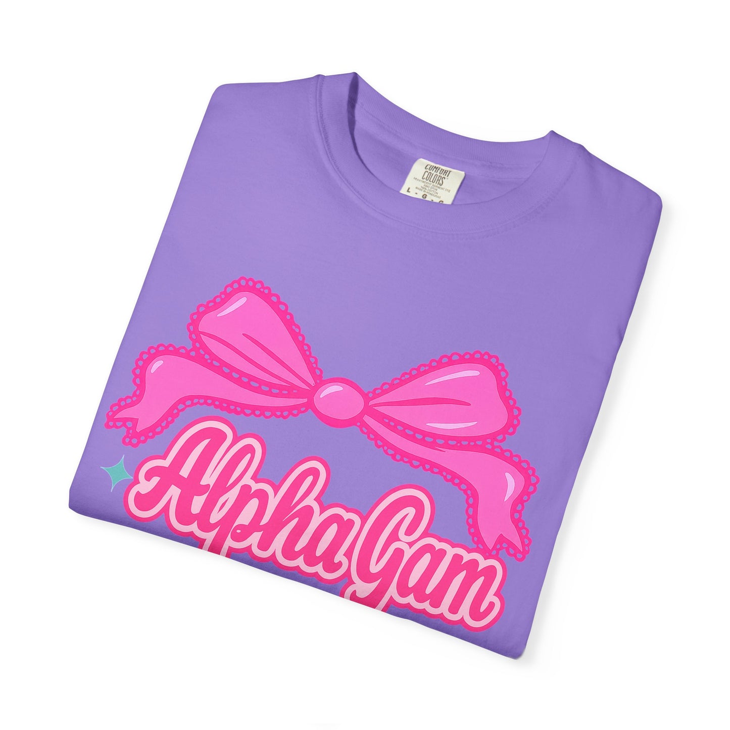 AlphaGam Bow T-Shirt | Unisex Garment-Dyed Tee for Sorority Sisters, College Apparel, Gifts for Greek Life, Casual Outfit, Sorority [...]