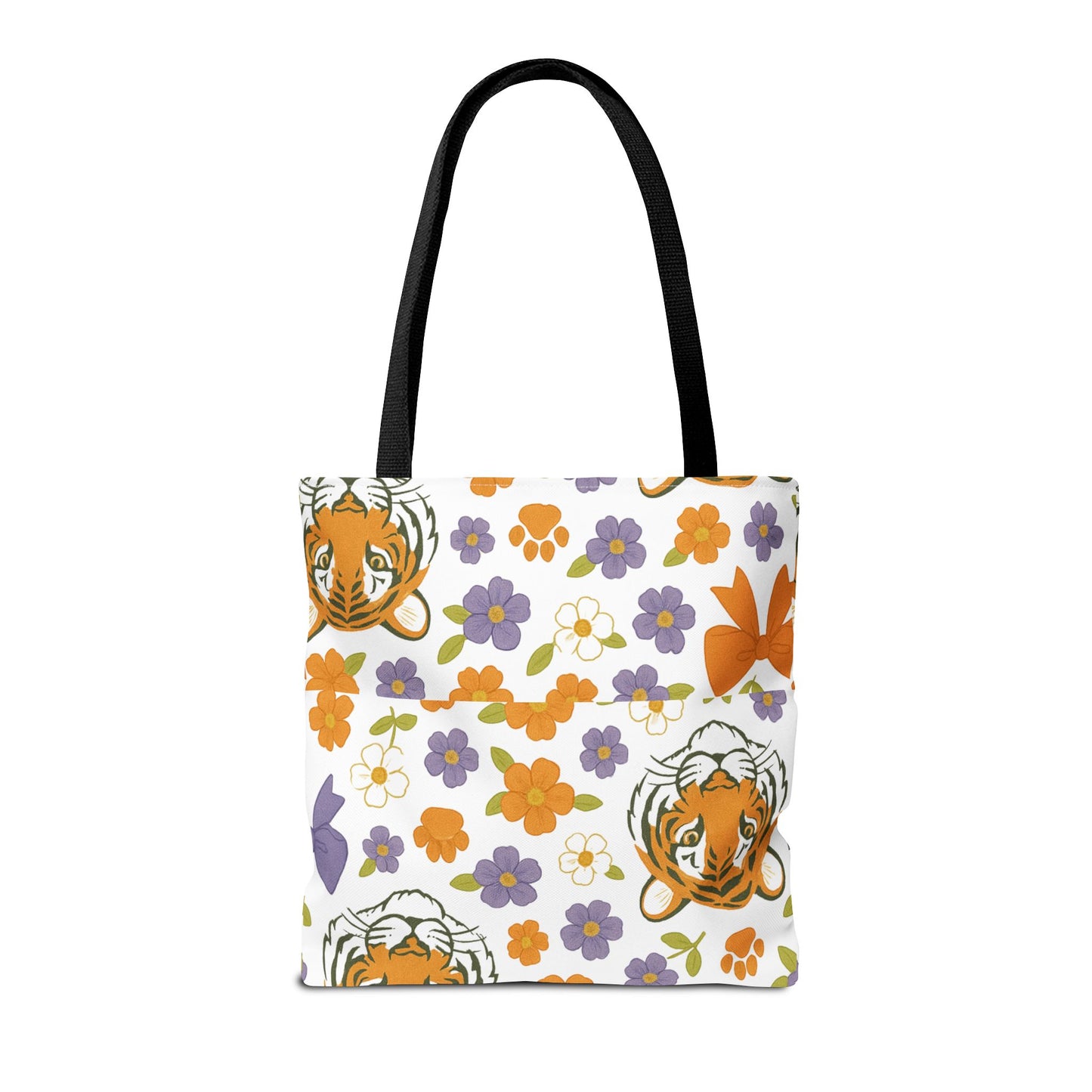 Whimsical Tiger Floral Tote Bag - Clemson Fan Gift, Graduation Gift, Alumni Gift, Cute Eco-Friendly Shopping Bag, Beach Bag, Gift for Animal Lovers, Spring & Summer Accessory