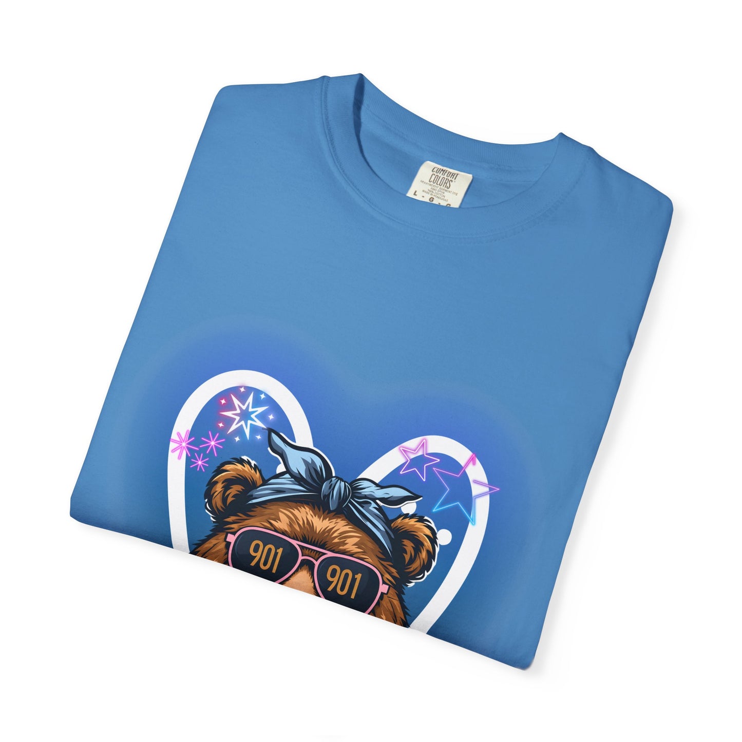 Neon Memphis Bear Graphic T-Shirt, Unisex Fashion Tee, Trendy Apparel, Memphis Grizz, 901 Memphis, Retro Design, Comfort Colors, Memphis Basketball Fan