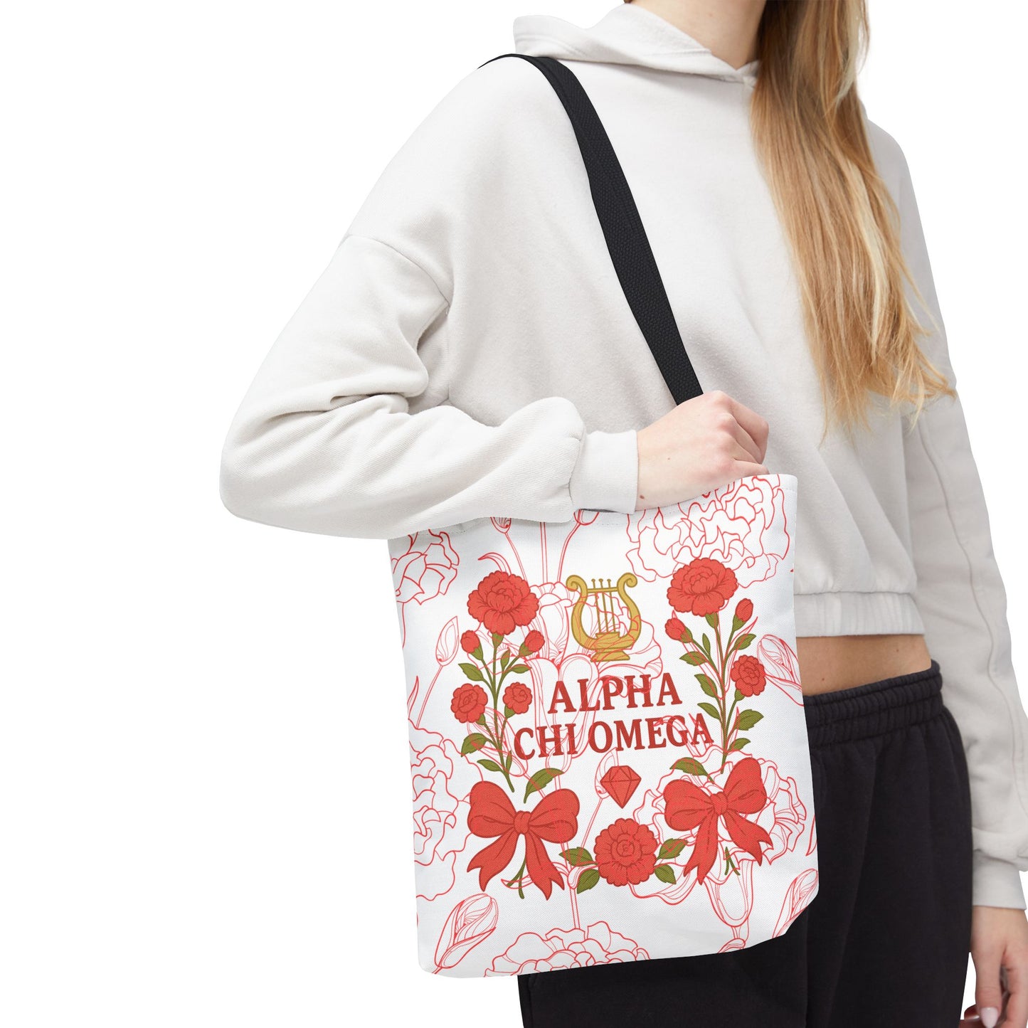 Floral Sorority Alpha Chi Omega Tote Bag, College Essentials, Gift for Sorority Sisters, Eco-Friendly Shopping Tote, Alpha Chi Omega Apparel