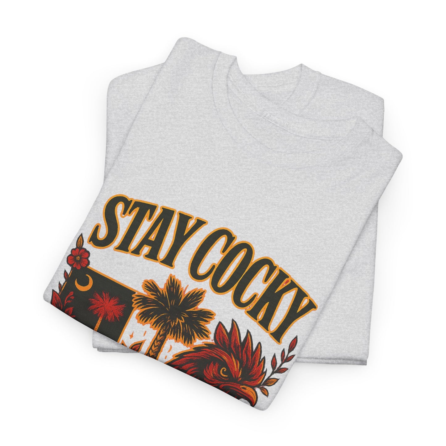 Stay Cocky Unisex Heavy Cotton Tee, Casual Graphic Tee, South Carolina Pride Shirt, Fun Vacation Wear, Perfect Gift for Gamecocks Fans
