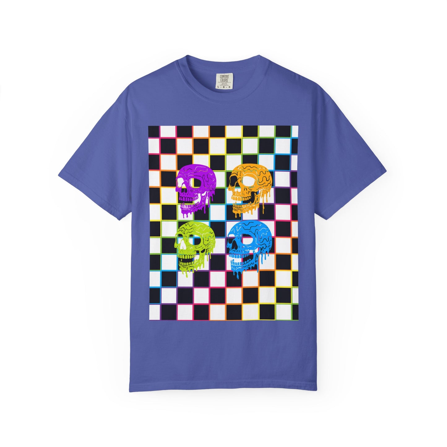Vibrant Skull Graphic T-Shirt, Unisex Tee, Halloween Outfit, Alternative Fashion, Festival Wear, Casual Street Style