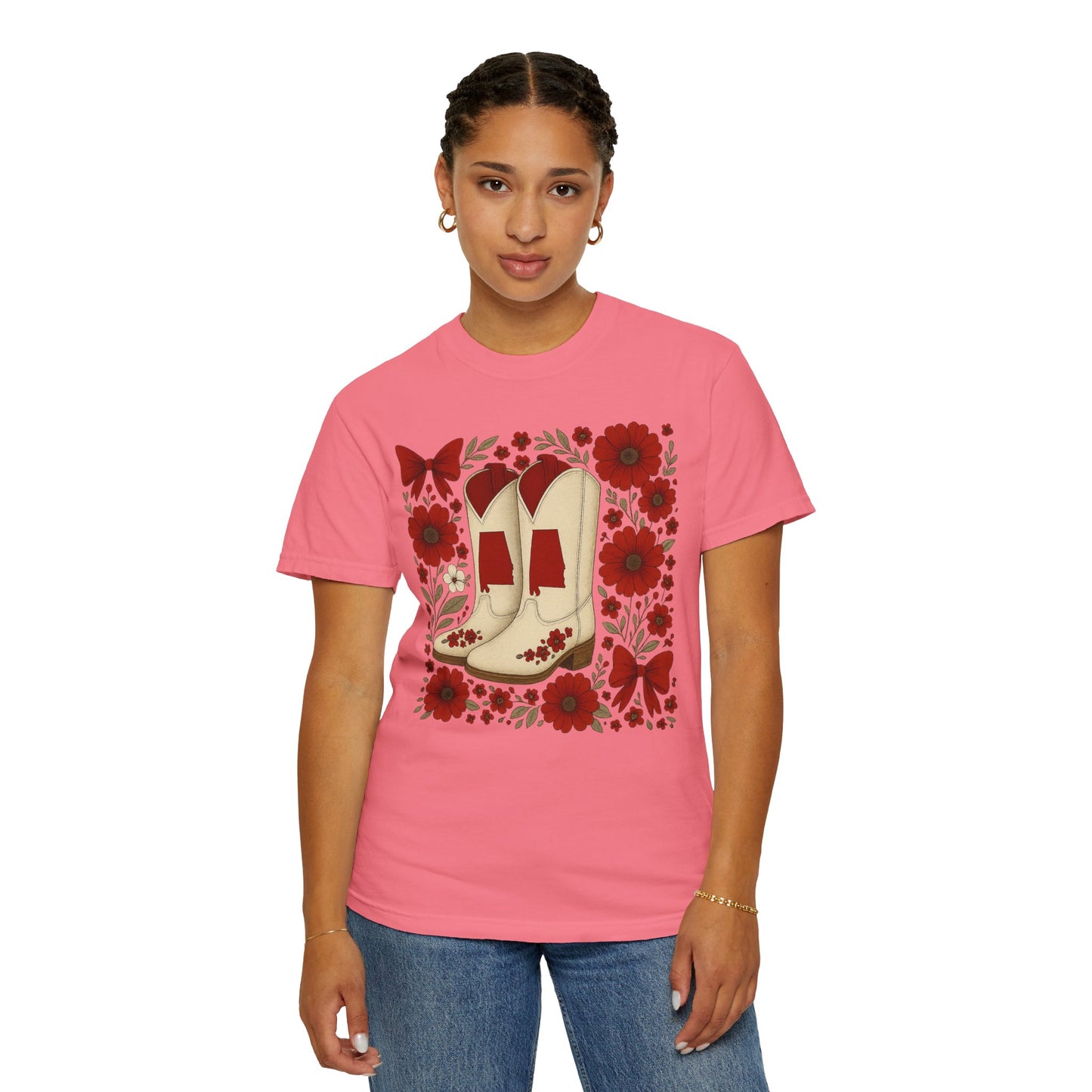 Vintage Cowboy Boots Floral Unisex T-shirt - Alabama Fan, Bama Game Day