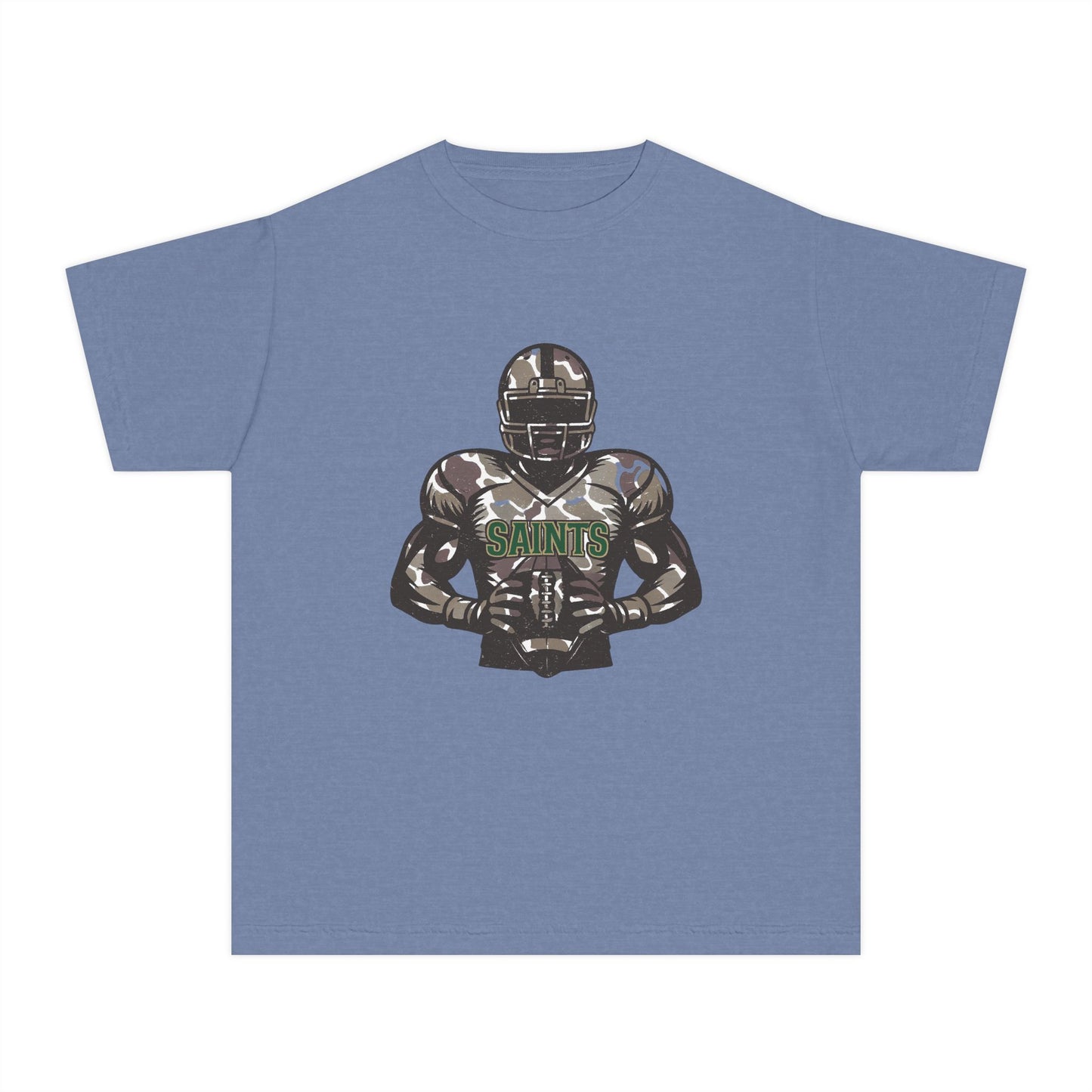 Youth Football Tee - Camouflage Print, Casual Sportswear, Game Day Apparel