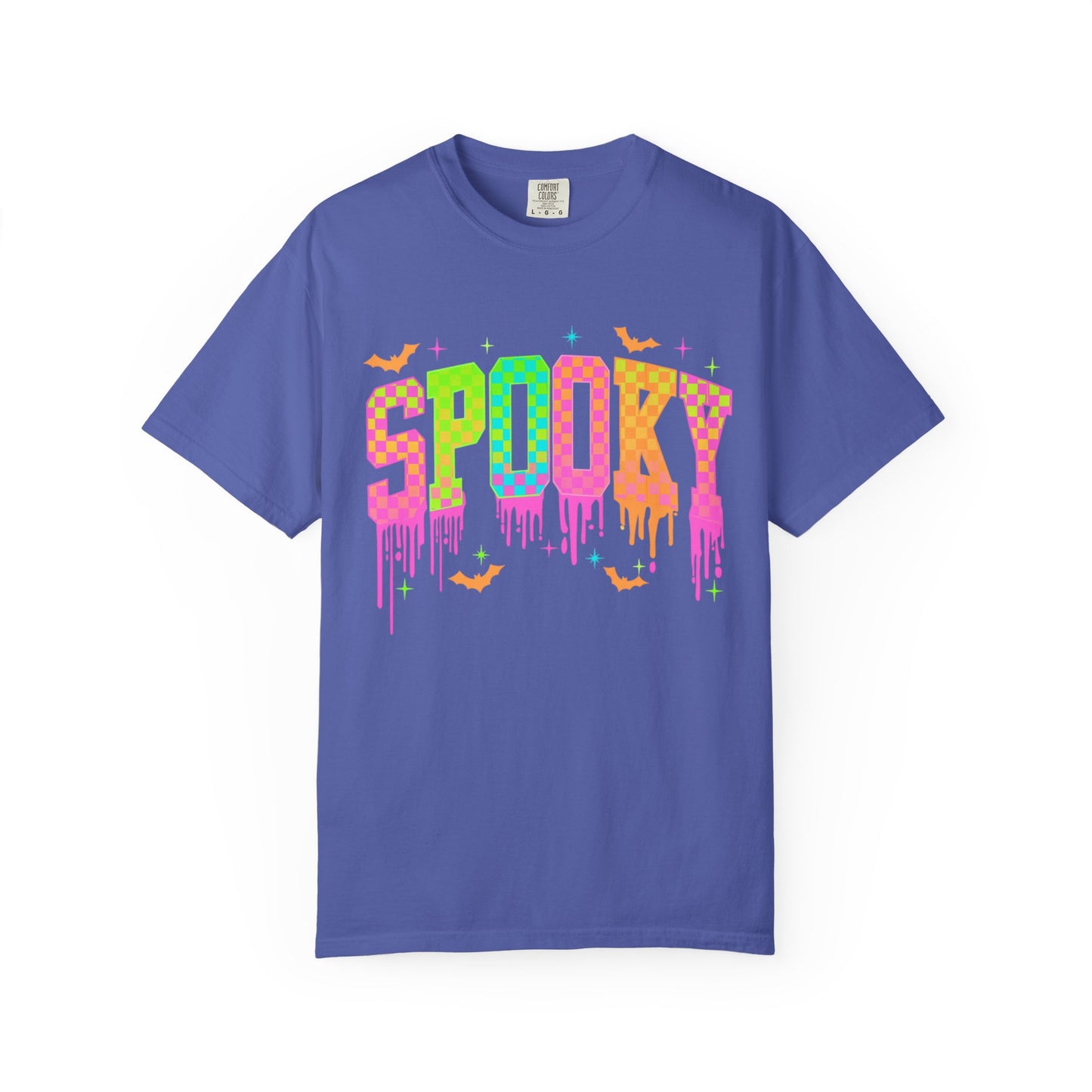 Colorful Neon Checkered Spooky T-Shirt