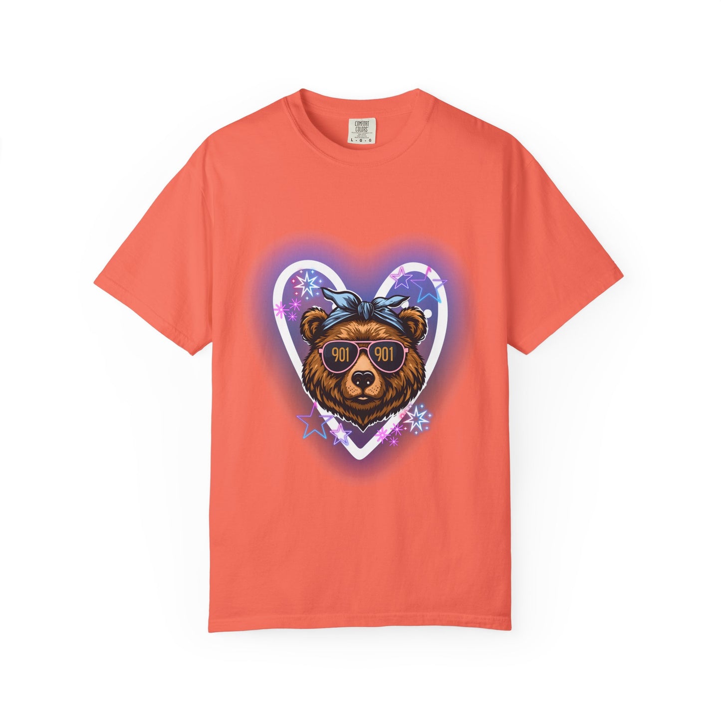 Neon Memphis Bear Graphic T-Shirt, Unisex Fashion Tee, Trendy Apparel, Memphis Grizz, 901 Memphis, Retro Design, Comfort Colors, Memphis Basketball Fan