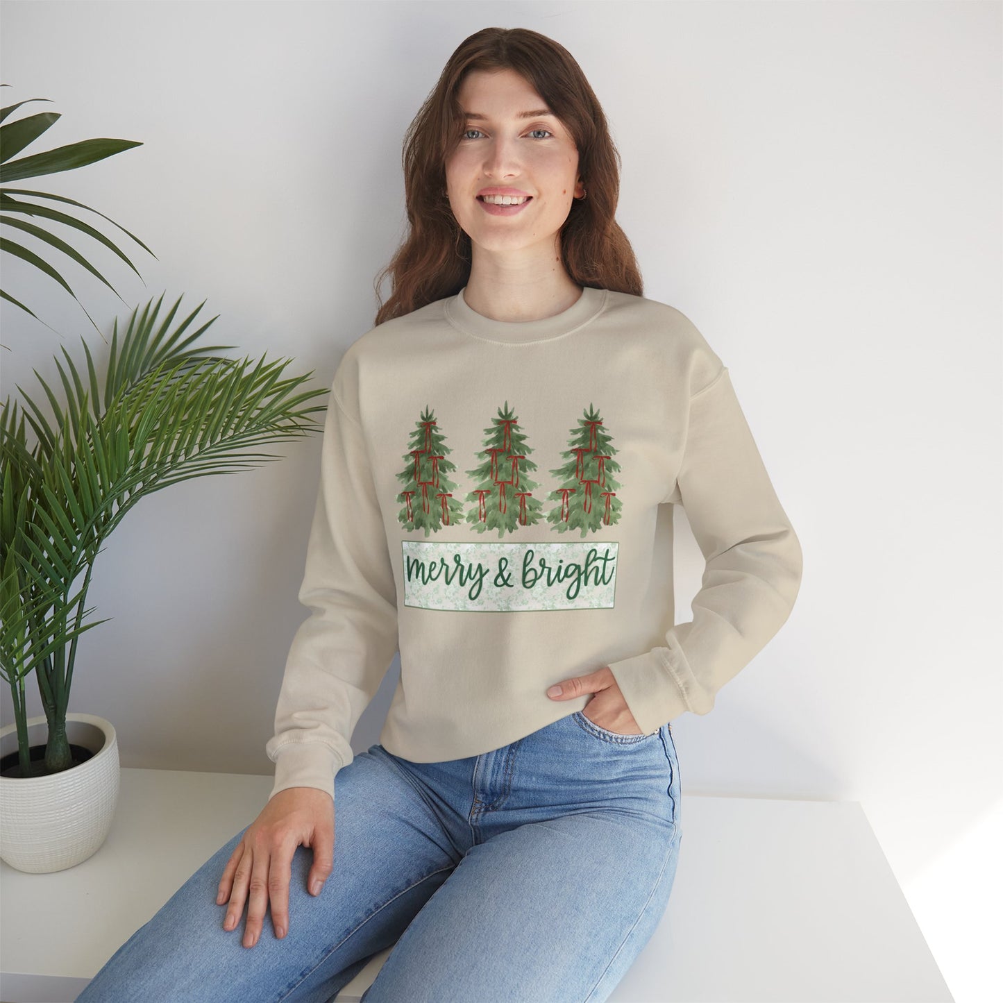 Merry & Bright Crewneck Sweatshirt | Cozy Holiday Gift, Unisex Apparel, Christmas Sweatshirt, Festive Fashion, Winter Wardrobe Essential