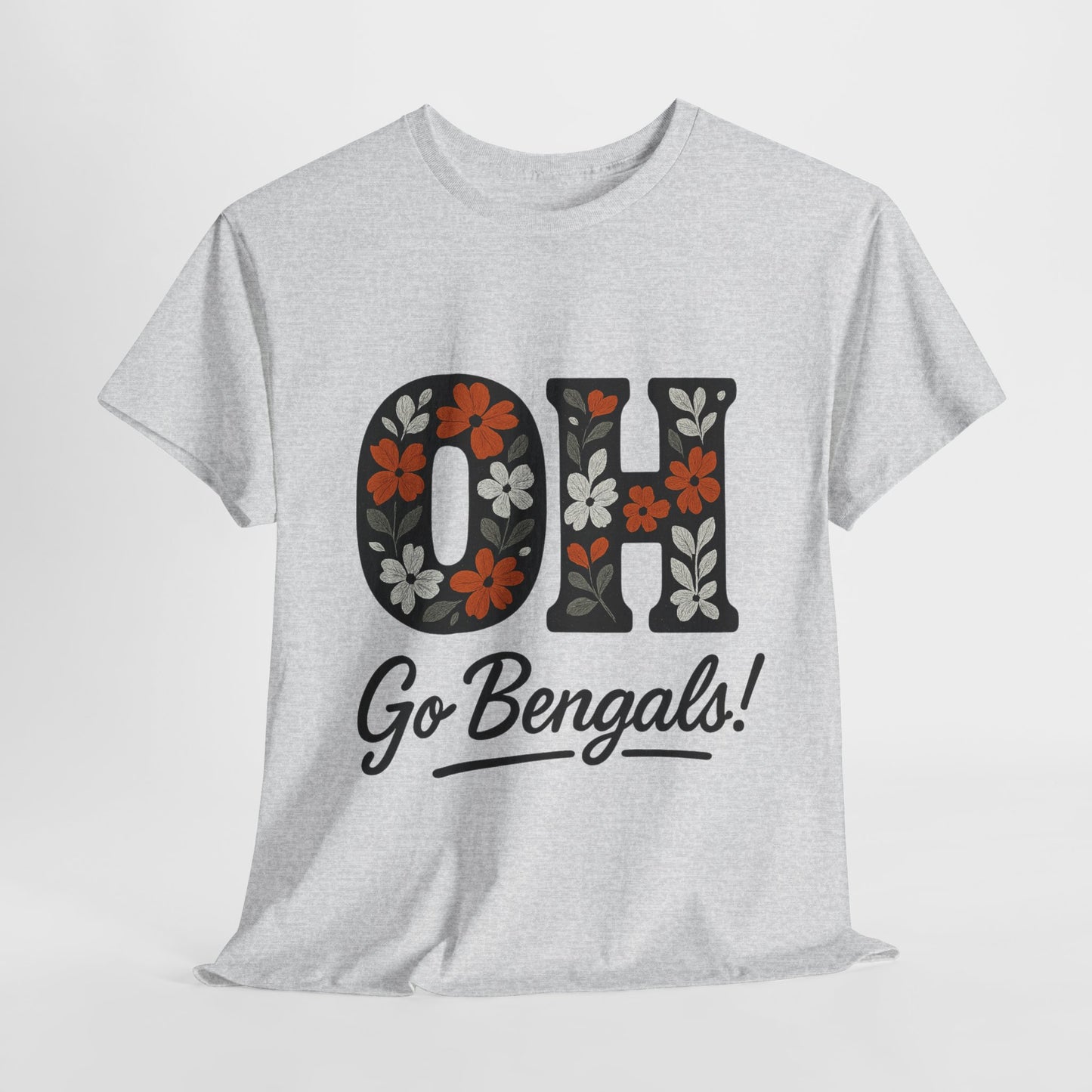 Bengals Floral Tee - Unisex Heavy Cotton