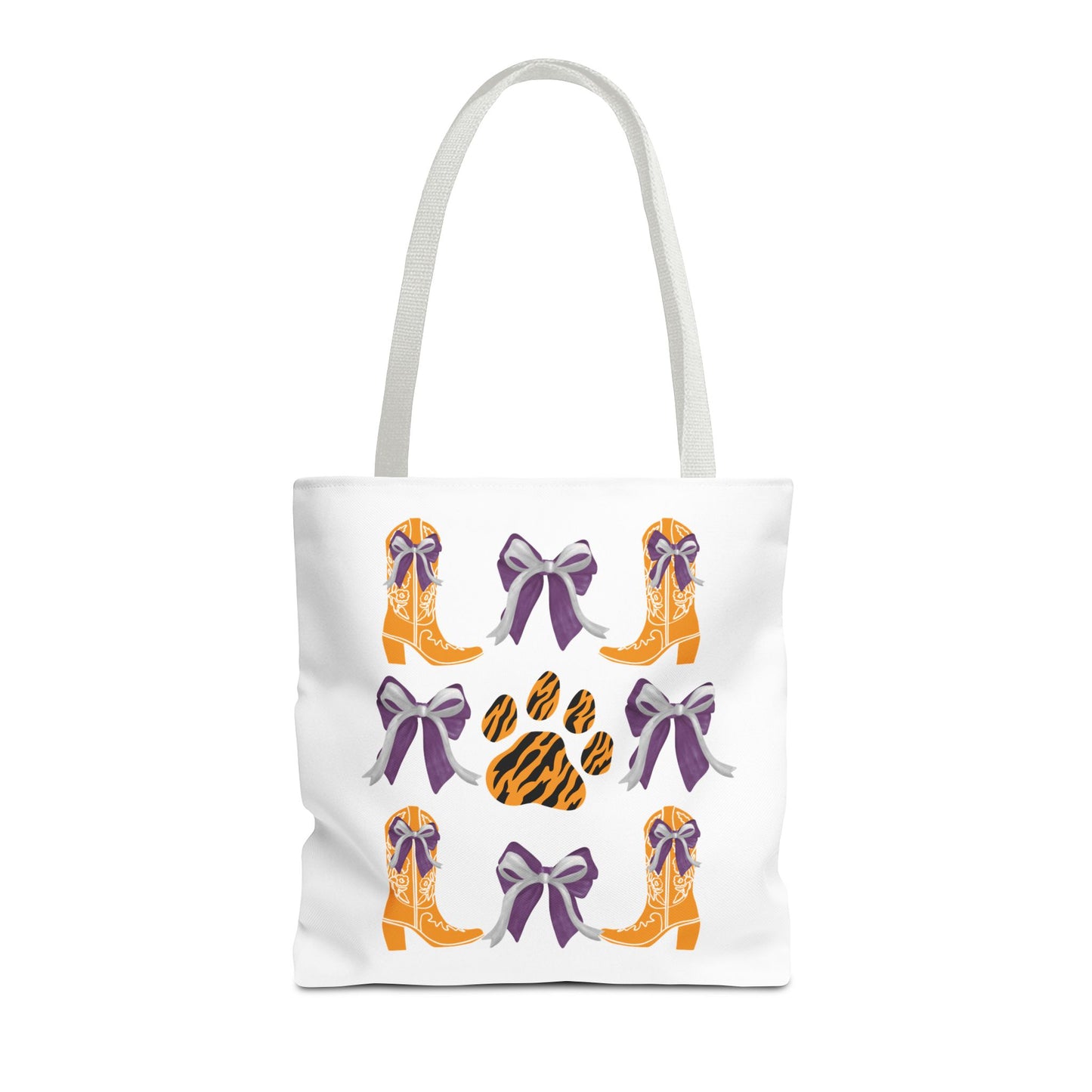 SC Clemson Coquette Bow Tiger Print Tote Bag, Go Tigers, SC Game Day, Clemson, SC, College Student Gift, Graduation Gift, SC Tigers Fan, Clemson Alumni