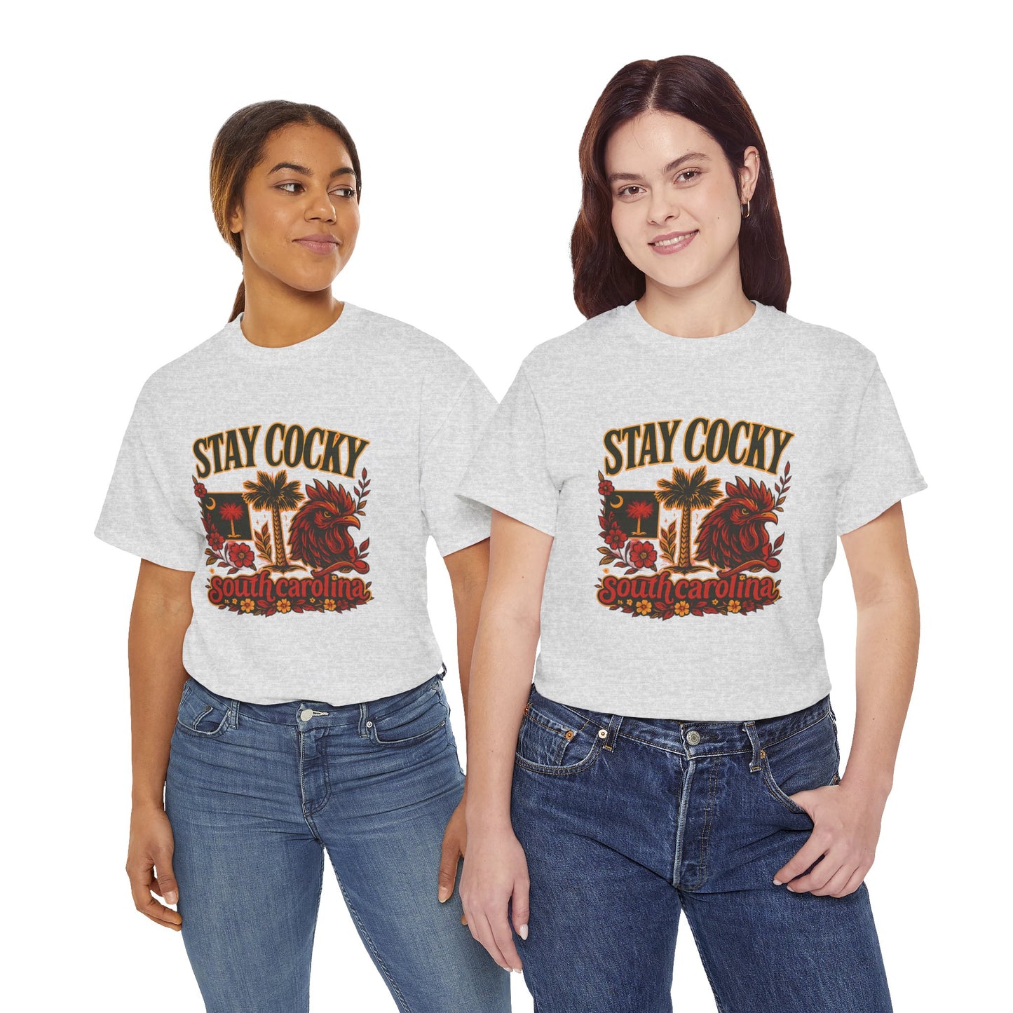 Stay Cocky Unisex Heavy Cotton Tee, Casual Graphic Tee, South Carolina Pride Shirt, Fun Vacation Wear, Perfect Gift for Gamecocks Fans