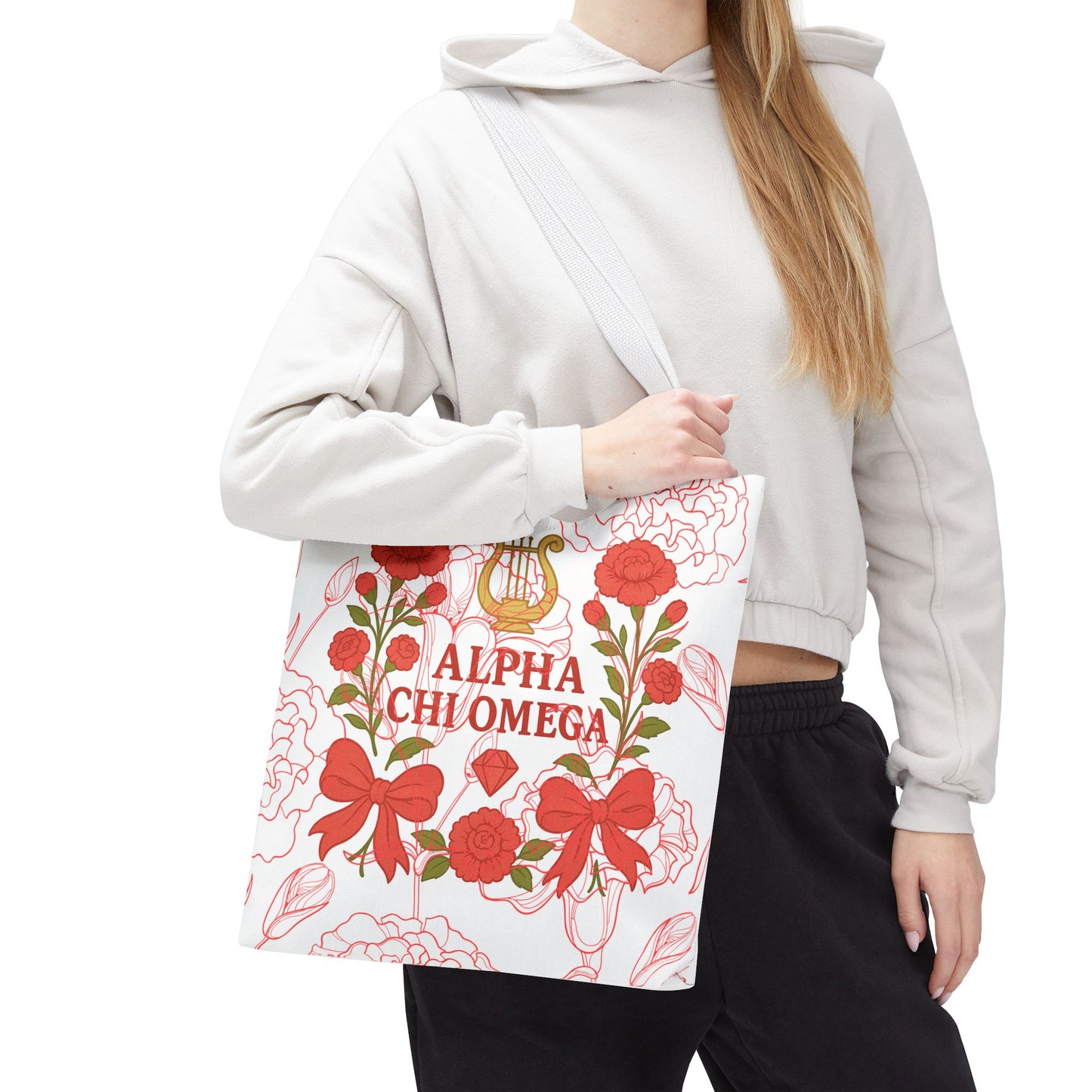 Floral Sorority Alpha Chi Omega Tote Bag, College Essentials, Gift for Sorority Sisters, Eco-Friendly Shopping Tote, Alpha Chi Omega Apparel