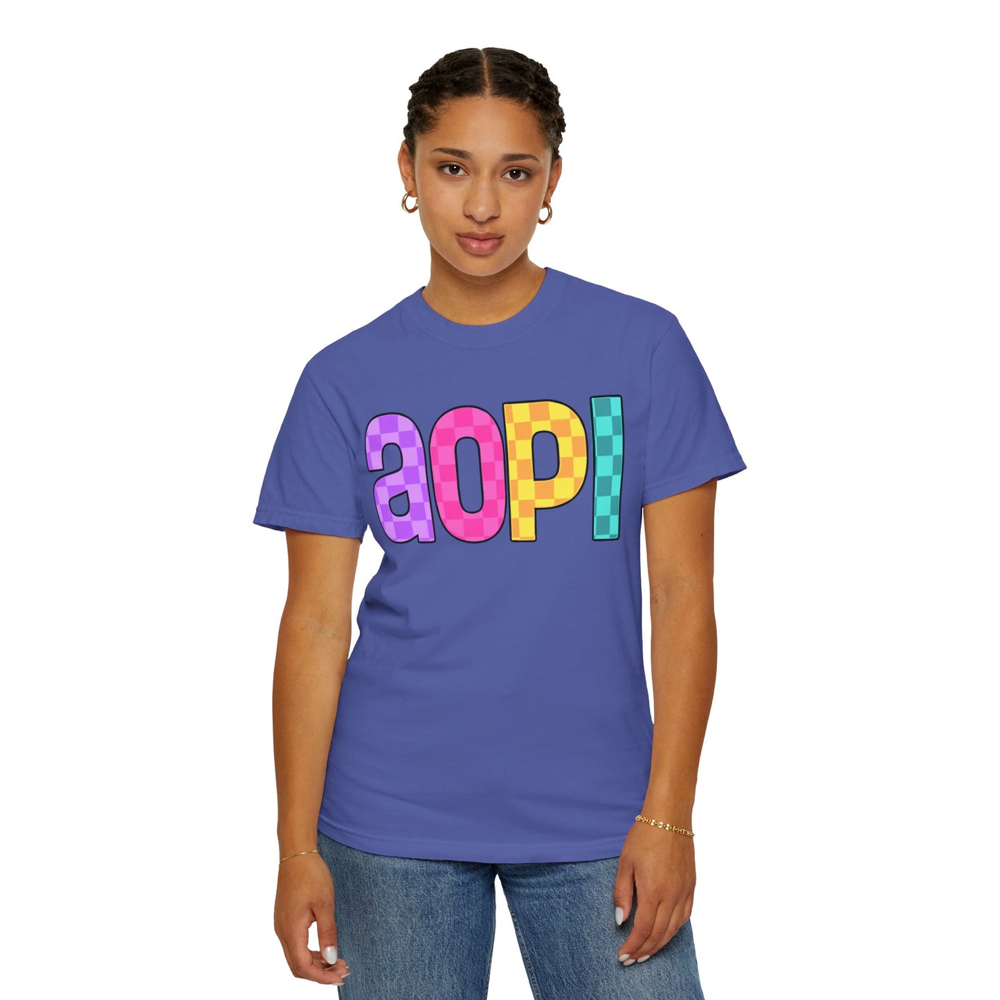 Colorful Graphic Tee - Trendy Unisex Garment-Dyed T-shirt for Casual Summer Wear and AOPI Spirit Gift