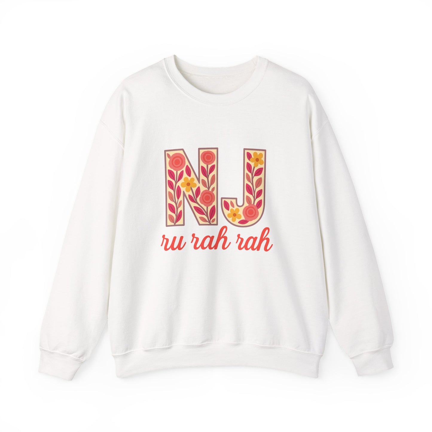 NJ Floral Pattern Crewneck Sweatshirt, Cozy Jersey, Casual Layer, Unique Gift, Fall Fashion, Unisex Apparel