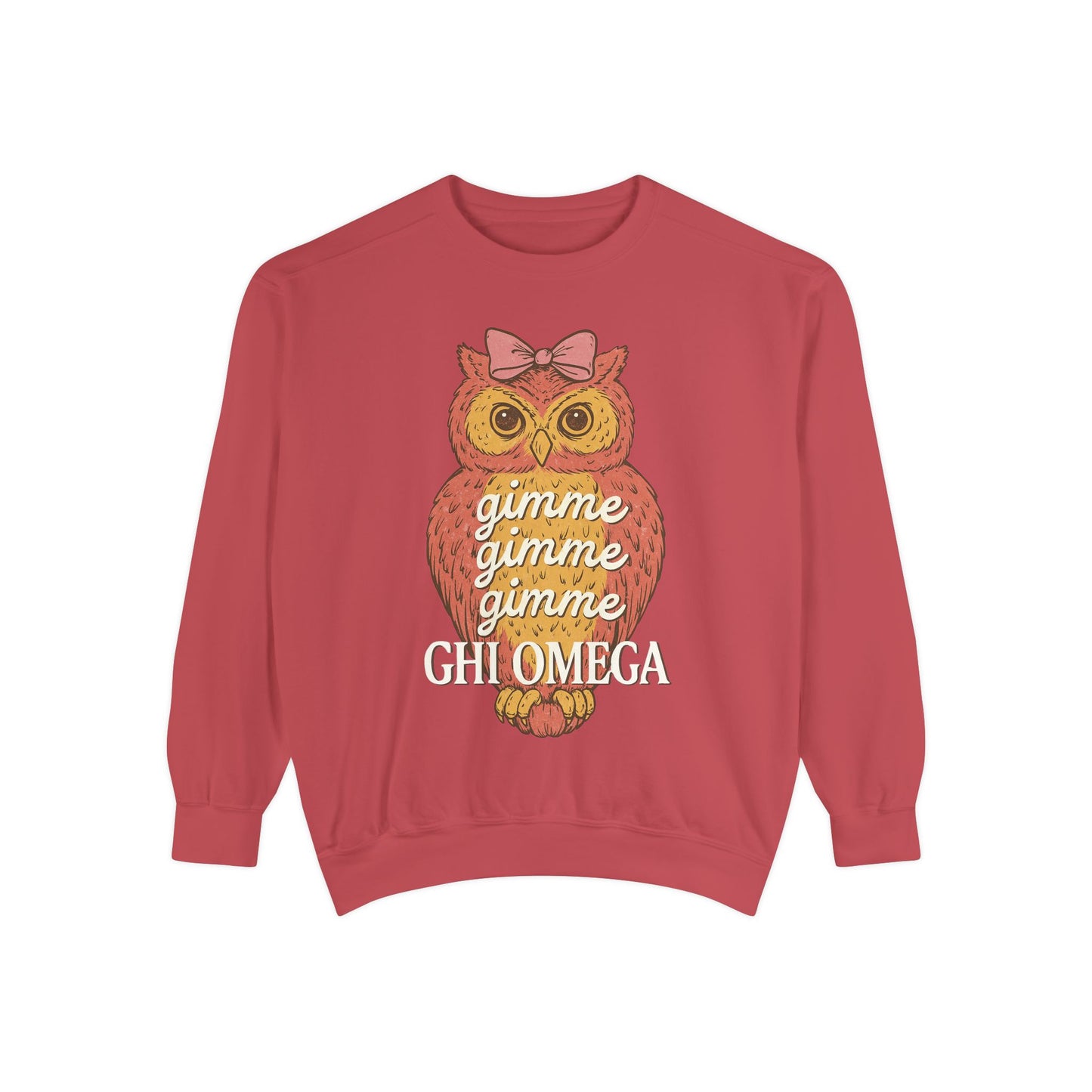 Gimme Gimme Owl Sweatshirt, Unisex Sweatshirt, Sorority Apparel, Cute Owl Design, Cozy Gift, College Sweatshirt