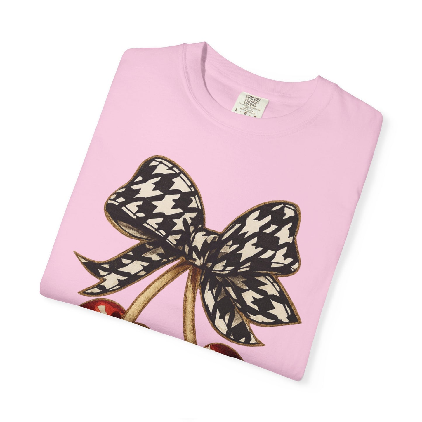 Houndstooth Bow Unisex Tee for Sports Lovers | Garment-Dyed T-shirt