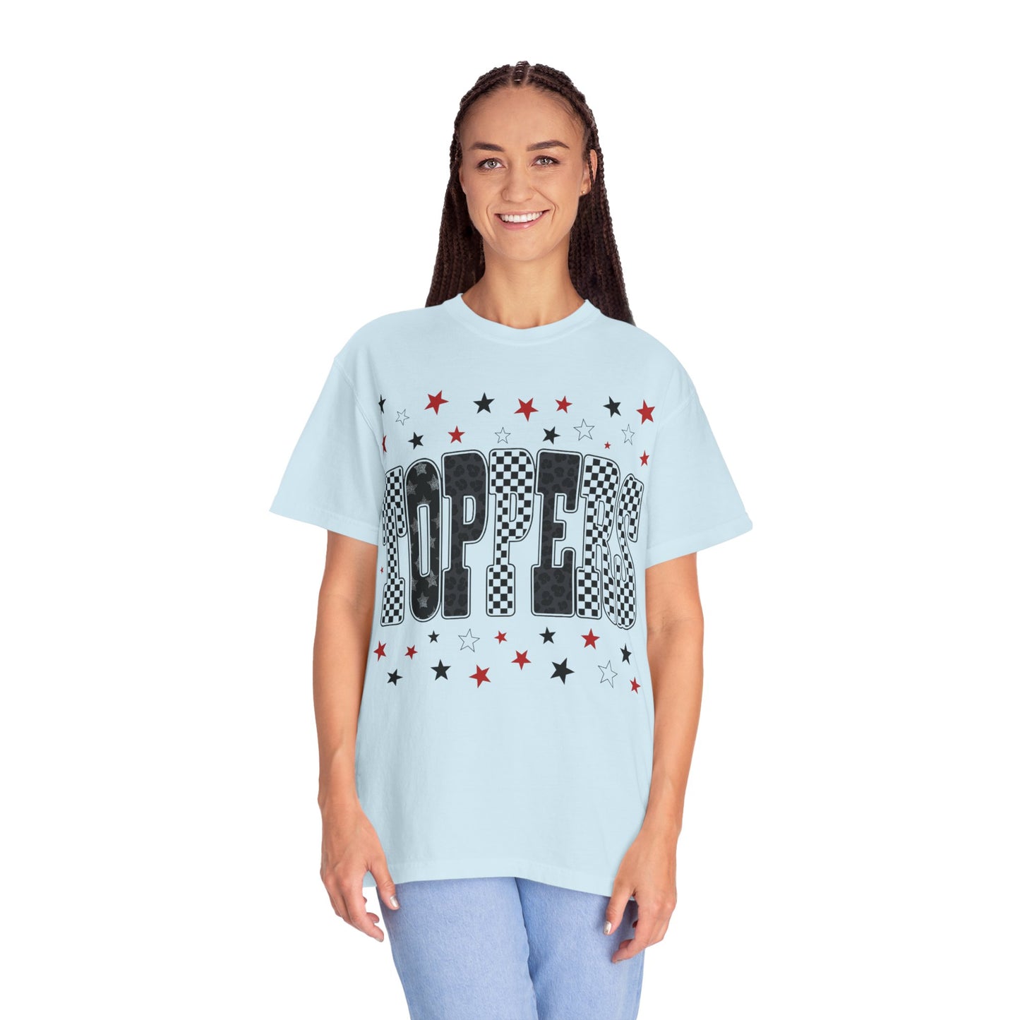 Topper Star and Checker Pattern Graphic Tee