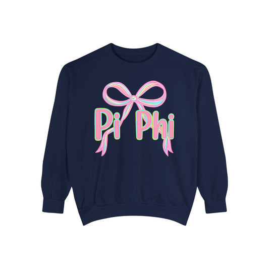 PiPhi Bow Unisex Sweatshirt, Cute Sorority Apparel, Comfortable Sweatshirt, Gift for Sorority Sisters, Soft Fashion Essentials