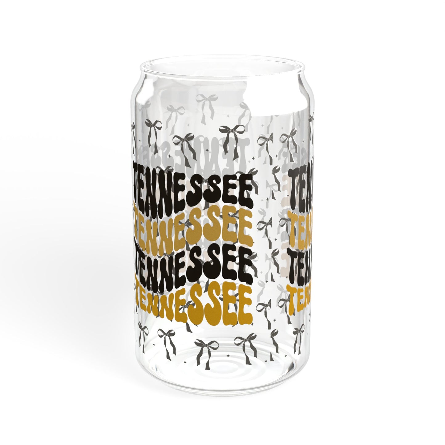 Coquette Bow Tennessee Sipper Glass, 16oz - Unique Glass Cup with Bamboo Lid for Drinks, Perfect for Home, Parties, vandy game day, tennessee gift, graduation gift