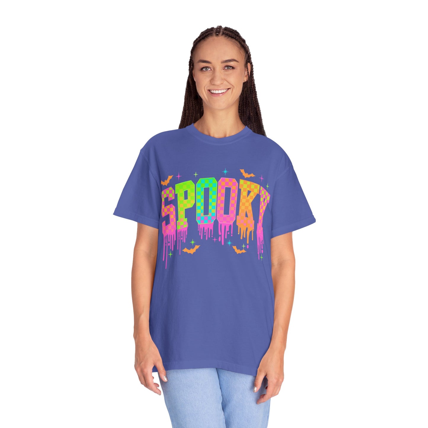 Colorful Neon Checkered Spooky T-Shirt