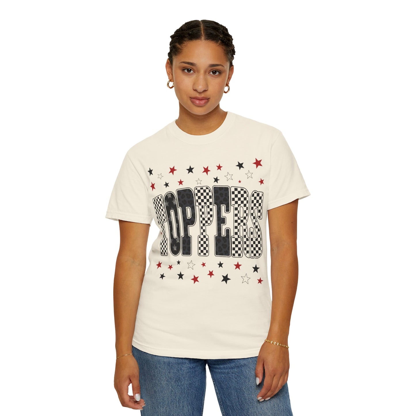 Topper Star and Checker Pattern Graphic Tee