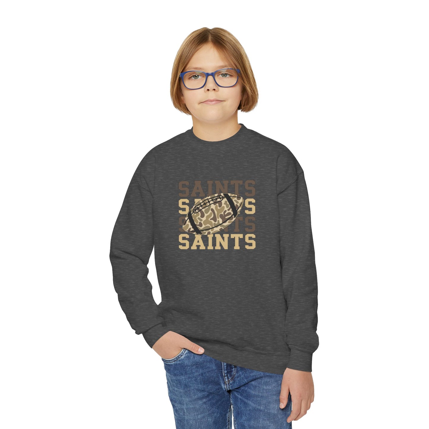 Youth Saints Crewneck Sweatshirt, Cozy Youth Sweatshirt, Sports Team Apparel, Perfect for Game Day, Gift for Young Fans