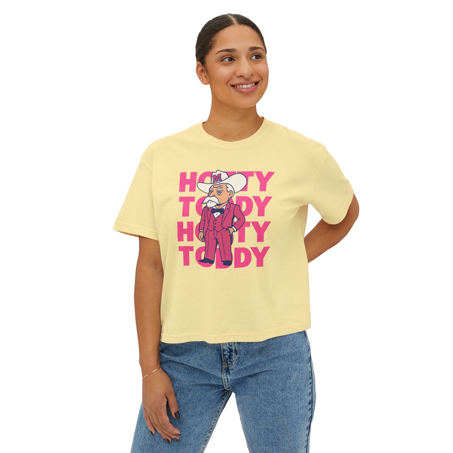 Pink Hotty Toddy Boxy Tee | Fun Humor Graphic Shirt