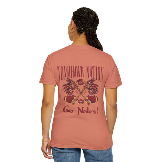 Tomahawk Nation T-Shirt, Unisex College Football Tees, Garment-Dyed Fan Apparel, Go Noles Spirit Wear, Game Day Outfit