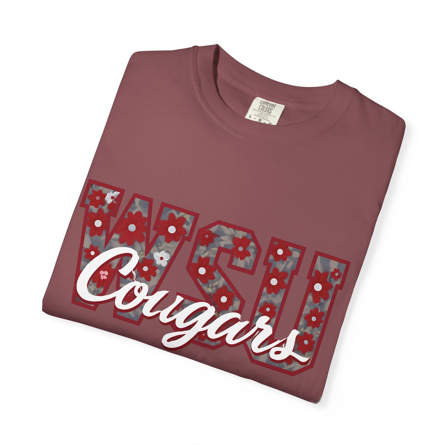 Garment-Dyed T-Shirt with WSU Cougars Design, Casual Wear, College Apparel, Sports Fan Gear, Comfortable Lifestyle Top, WSU Cougars