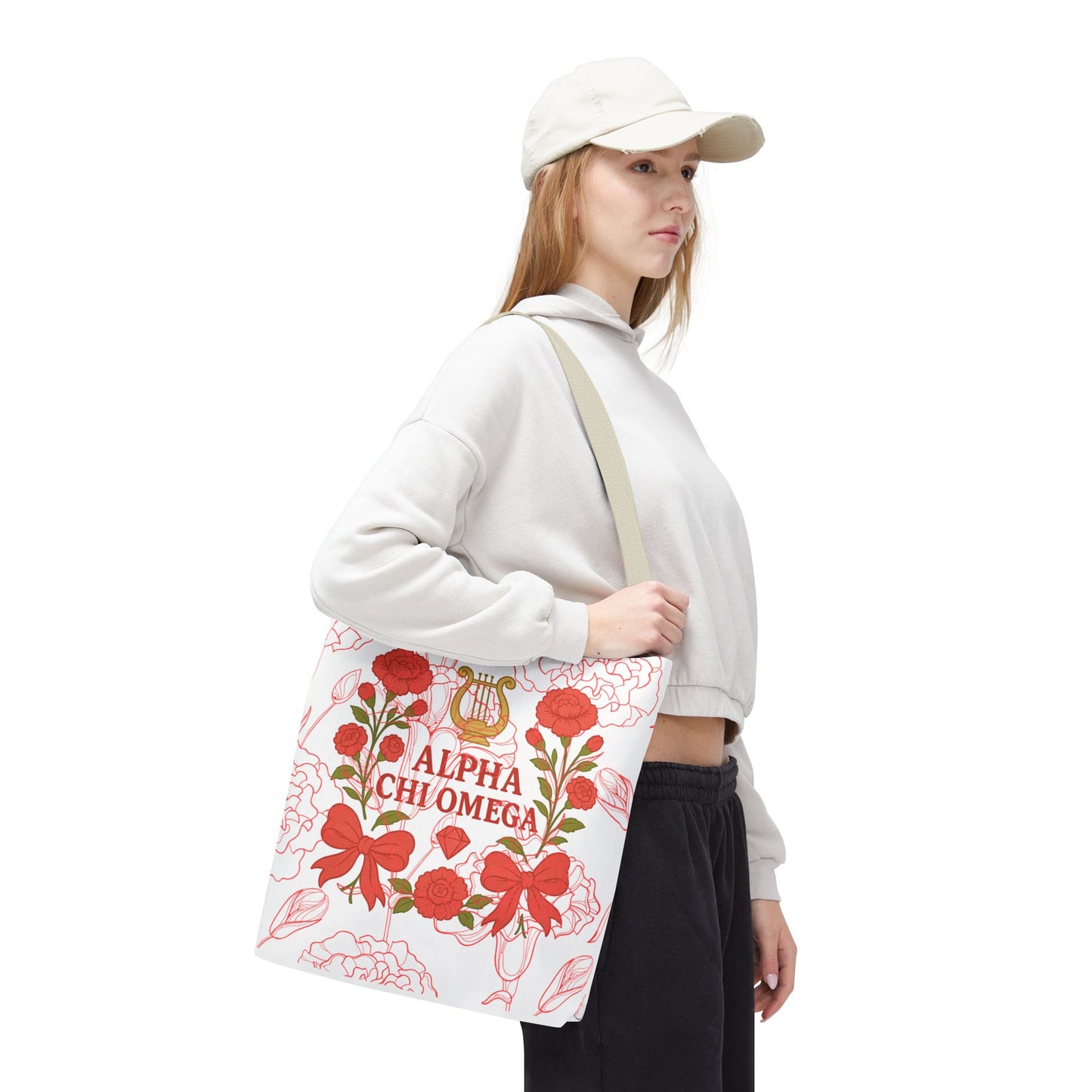 Floral Sorority Alpha Chi Omega Tote Bag, College Essentials, Gift for Sorority Sisters, Eco-Friendly Shopping Tote, Alpha Chi Omega Apparel
