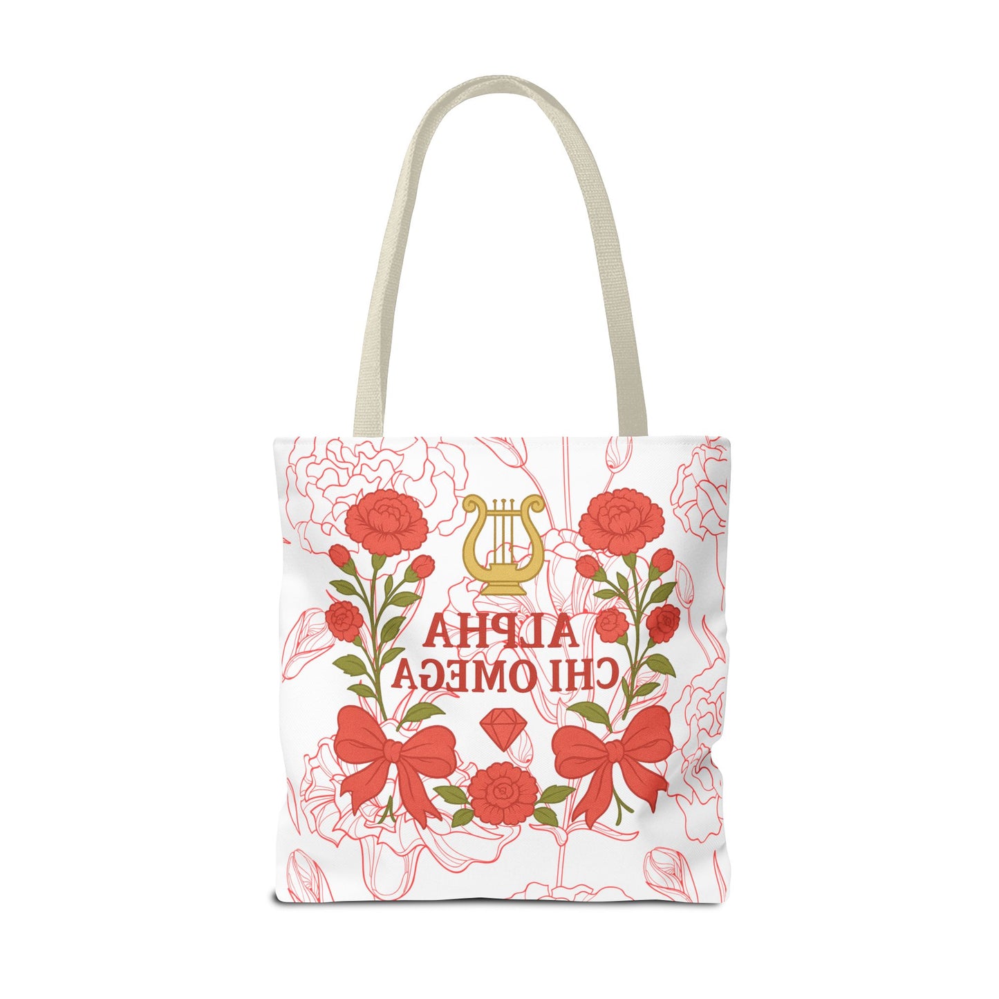 Floral Sorority Alpha Chi Omega Tote Bag, College Essentials, Gift for Sorority Sisters, Eco-Friendly Shopping Tote, Alpha Chi Omega Apparel