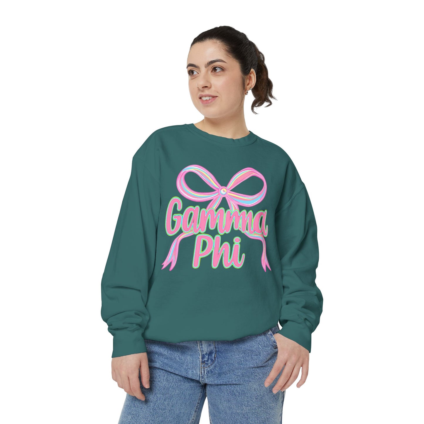 GammaPhi Garment-Dyed Sweatshirt | Cozy Sorority Sweatshirt, Unisex Apparel, Sorority Gift, Casual Wear, College Spirit Wear