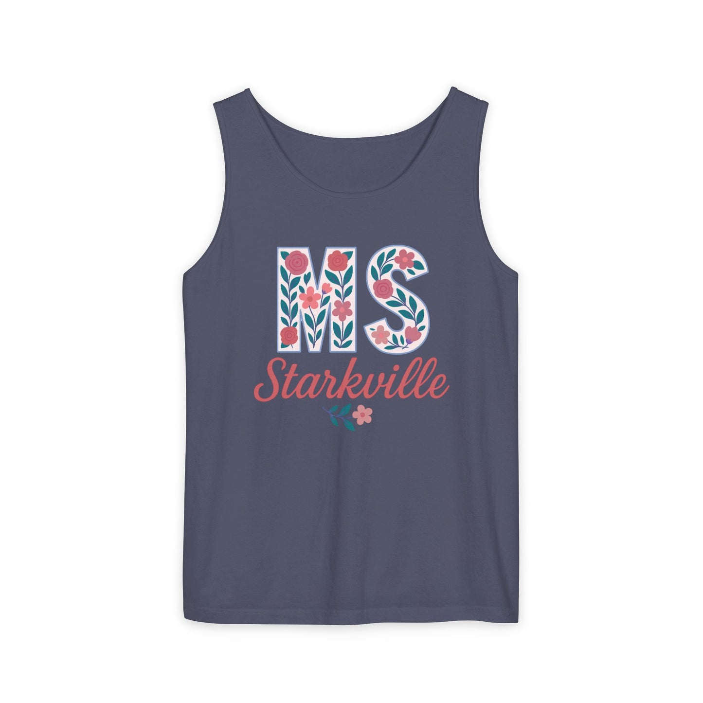 Mississippi Floral Monogram Summer Tank Top, Comfort Colors, Perfect for Casual Outings, Gifts, Beach Days, Graduation Celebrations,