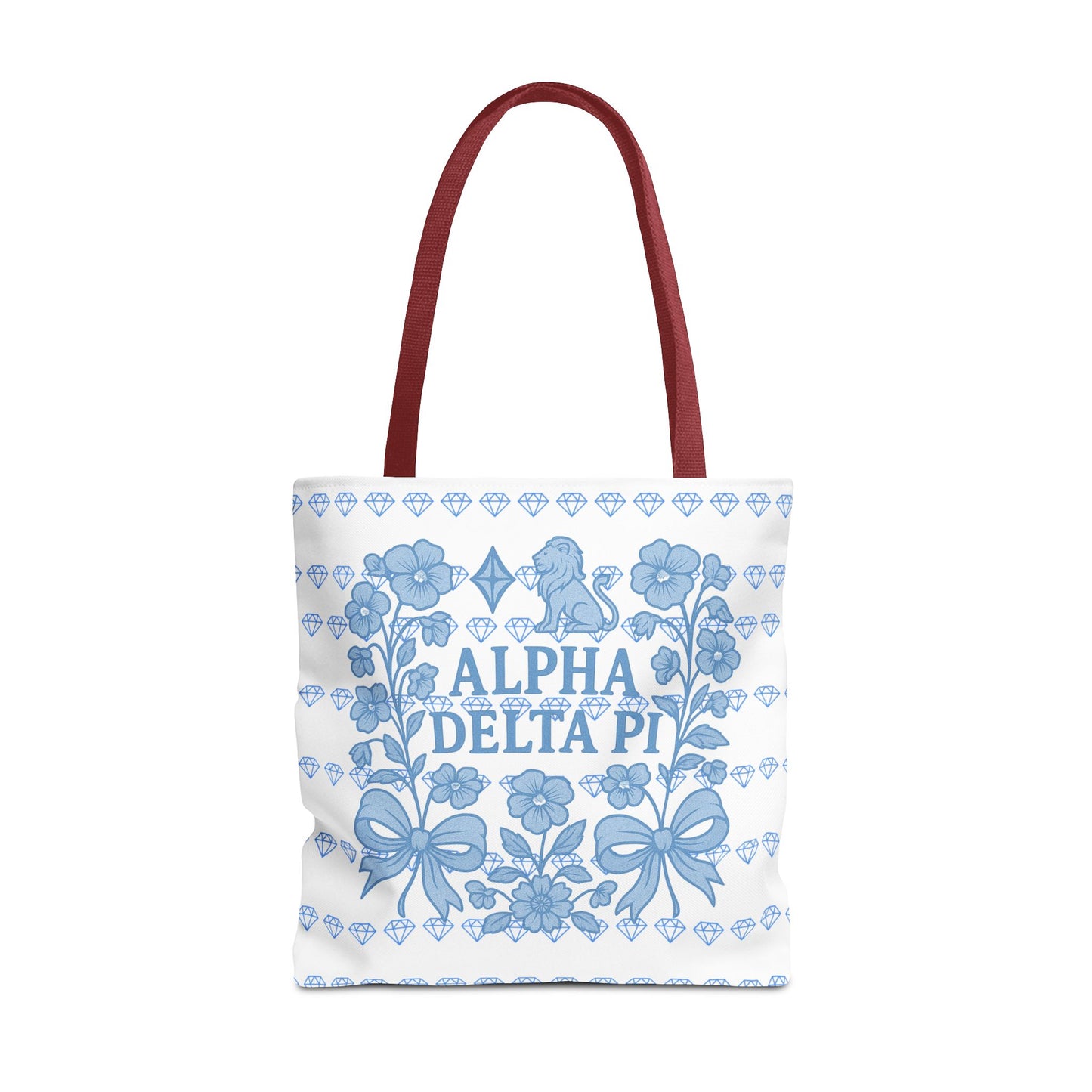 Alpha Delta Pi Floral Tote Bag - Stylish Sorority Accessory, Gift for College Students, Everyday Use, Blue Floral Design, AOP Style