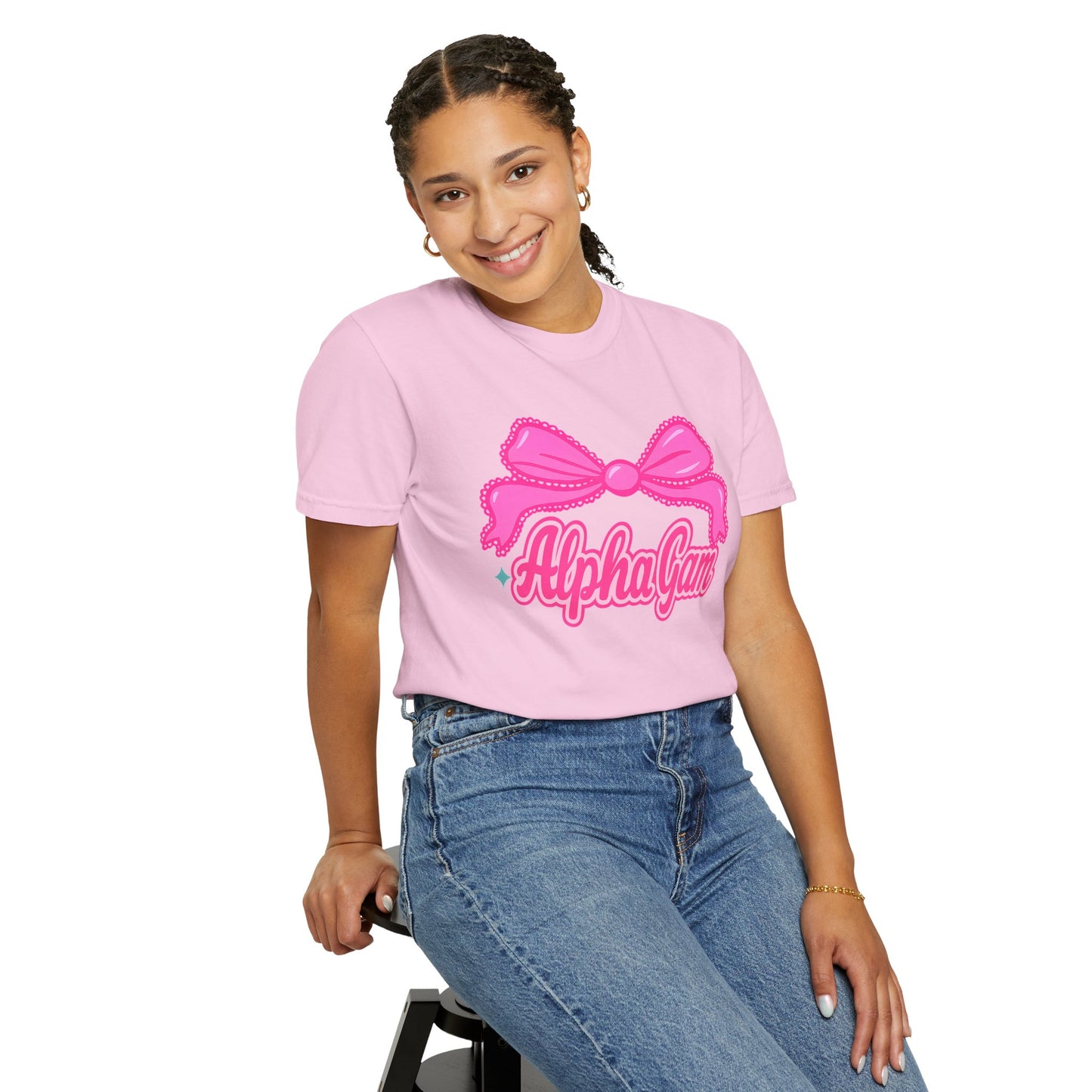 AlphaGam Bow T-Shirt | Unisex Garment-Dyed Tee for Sorority Sisters, College Apparel, Gifts for Greek Life, Casual Outfit, Sorority [...]