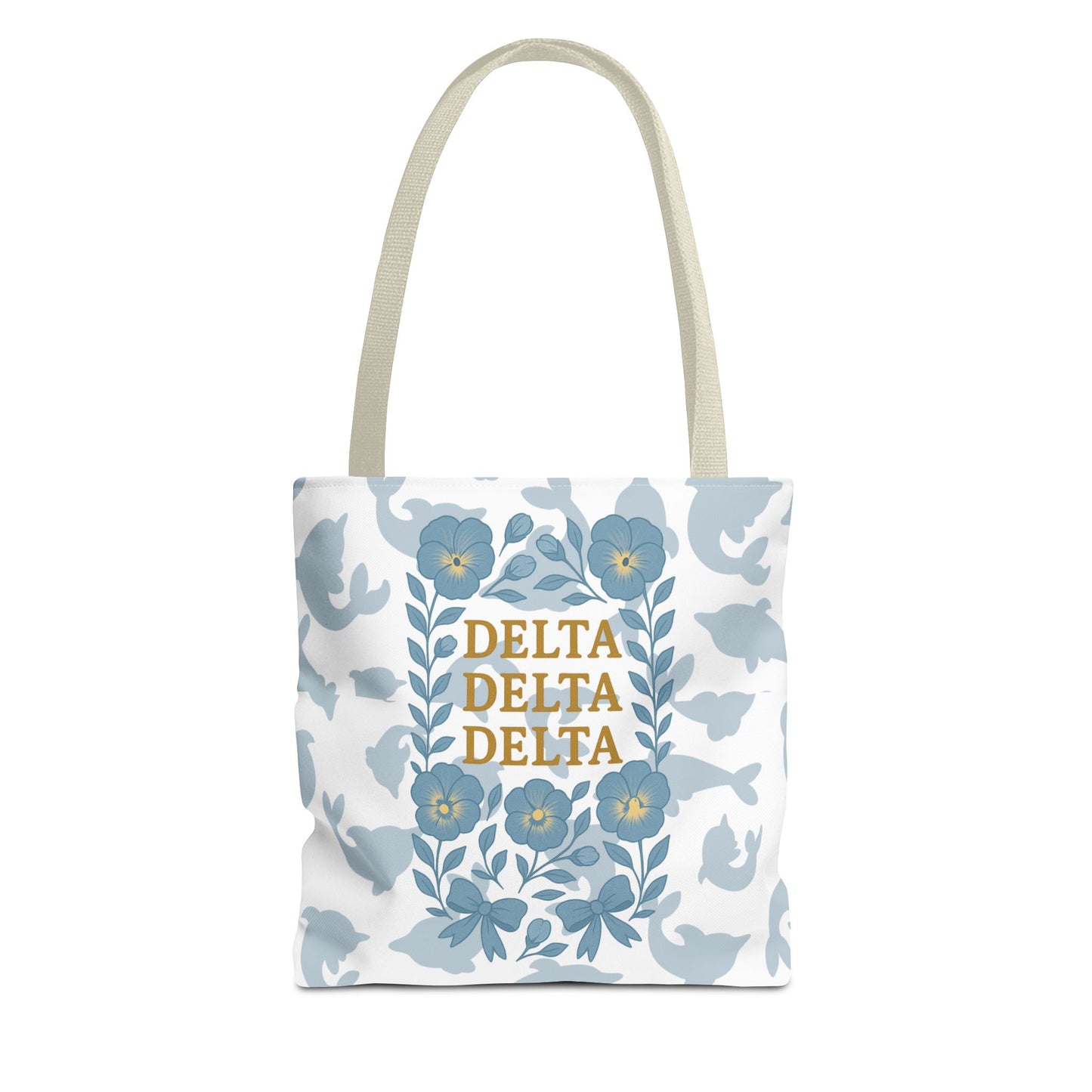 Delta Delta Delta Floral Tote Bag | Sorority Gift | Reusable Shopping Bag | Summer Accessory | Eco-Friendly Bag | Stylish Storage