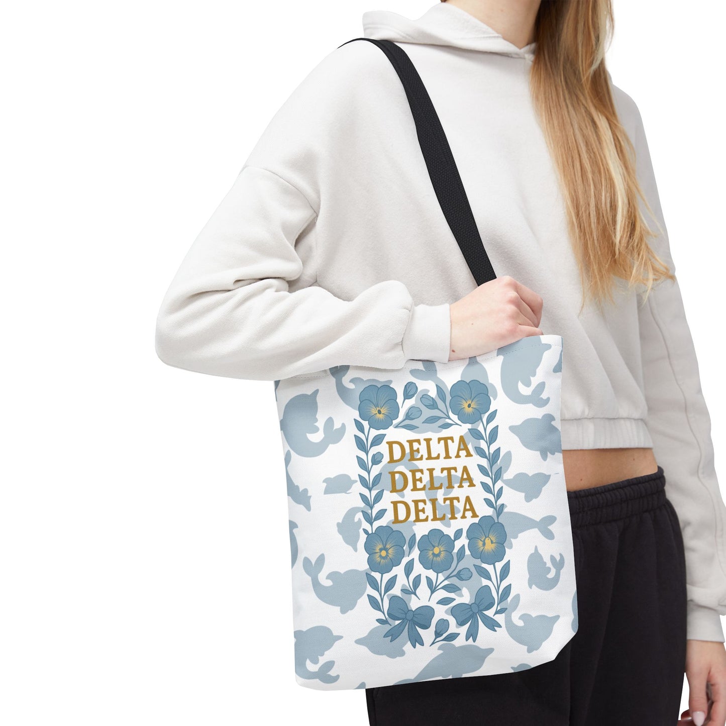 Delta Delta Delta Floral Tote Bag | Sorority Gift | Reusable Shopping Bag | Summer Accessory | Eco-Friendly Bag | Stylish Storage