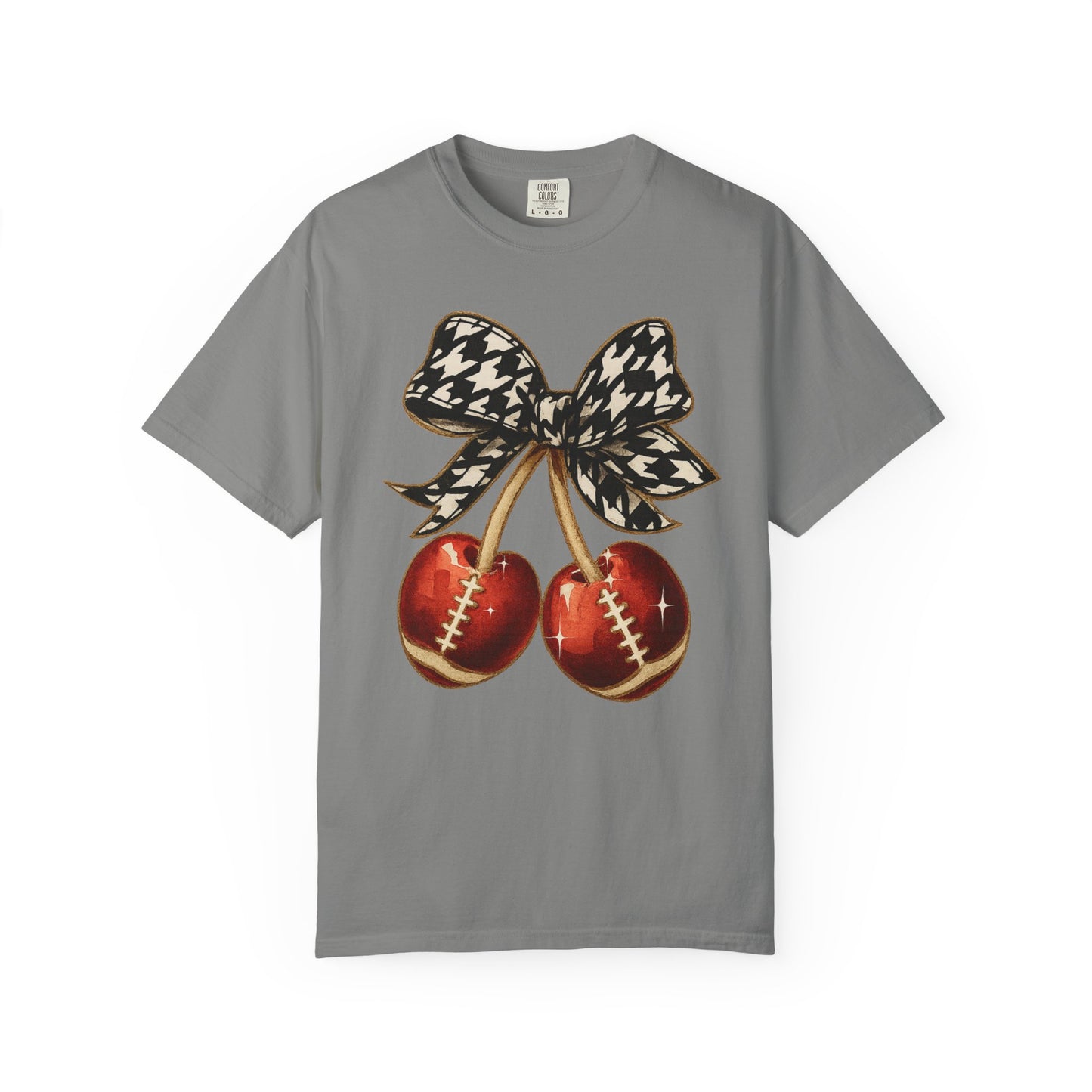 Houndstooth Bow Unisex Tee for Sports Lovers | Garment-Dyed T-shirt