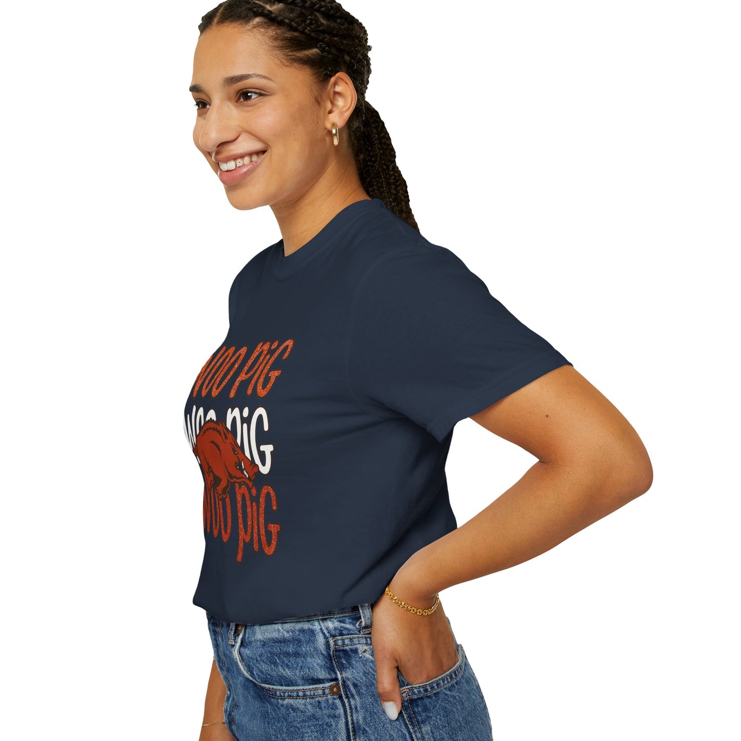 Woo Pig Garment-Dyed T-Shirt, Unisex Tee, Arkansas Pride Shirt, Casual Everyday Wear, College Game Day Tee, Fun Graphic Tee