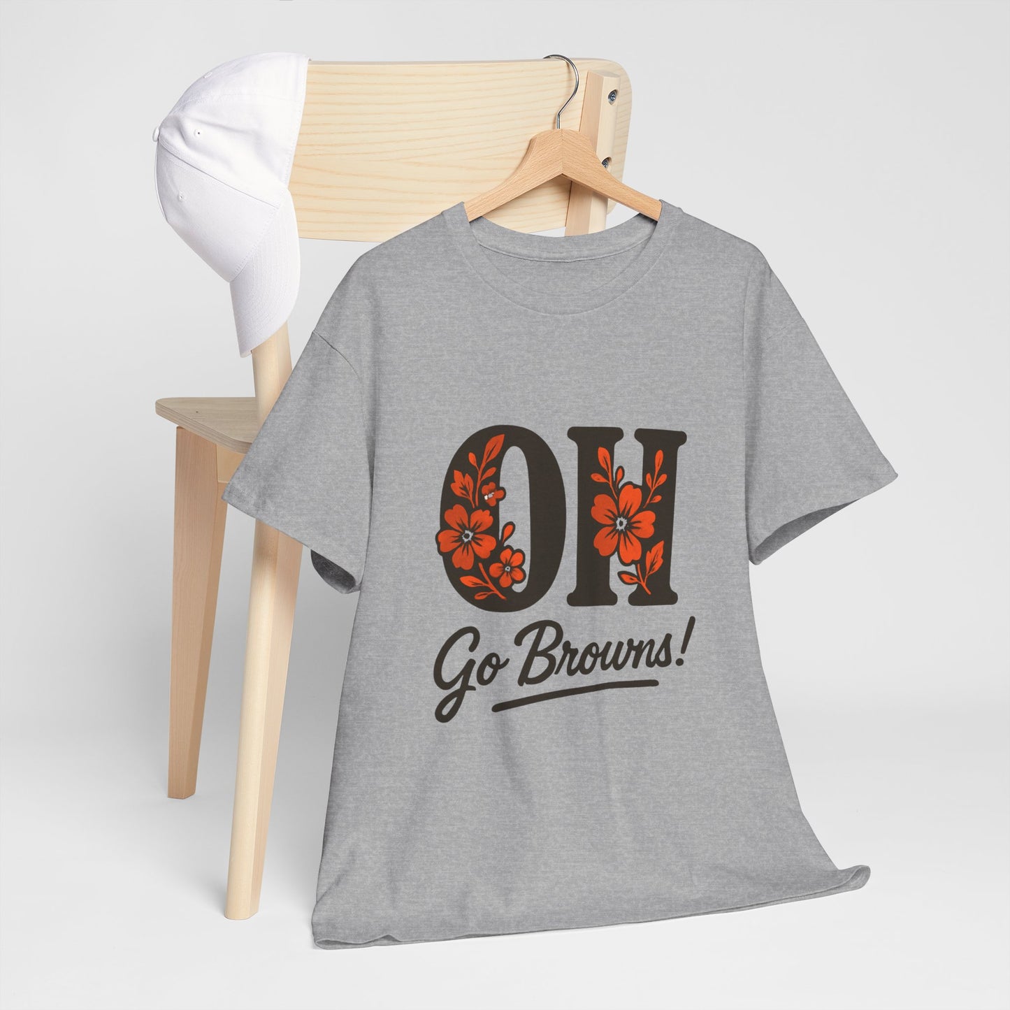 OH Go Browns Floral Unisex Tee, Fan Apparel, Game Day Shirt, Casual Wear, Gift for Sports Lovers