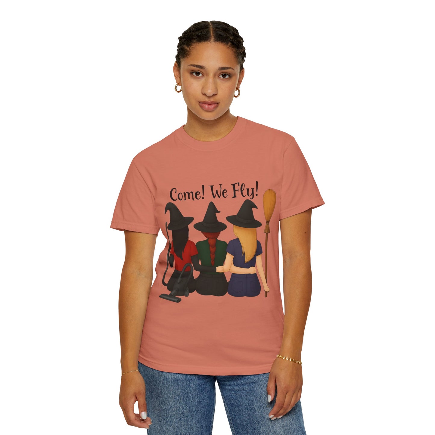 Witchy Halloween T-shirt - Come We Fly Unisex Garment-Dyed Tee