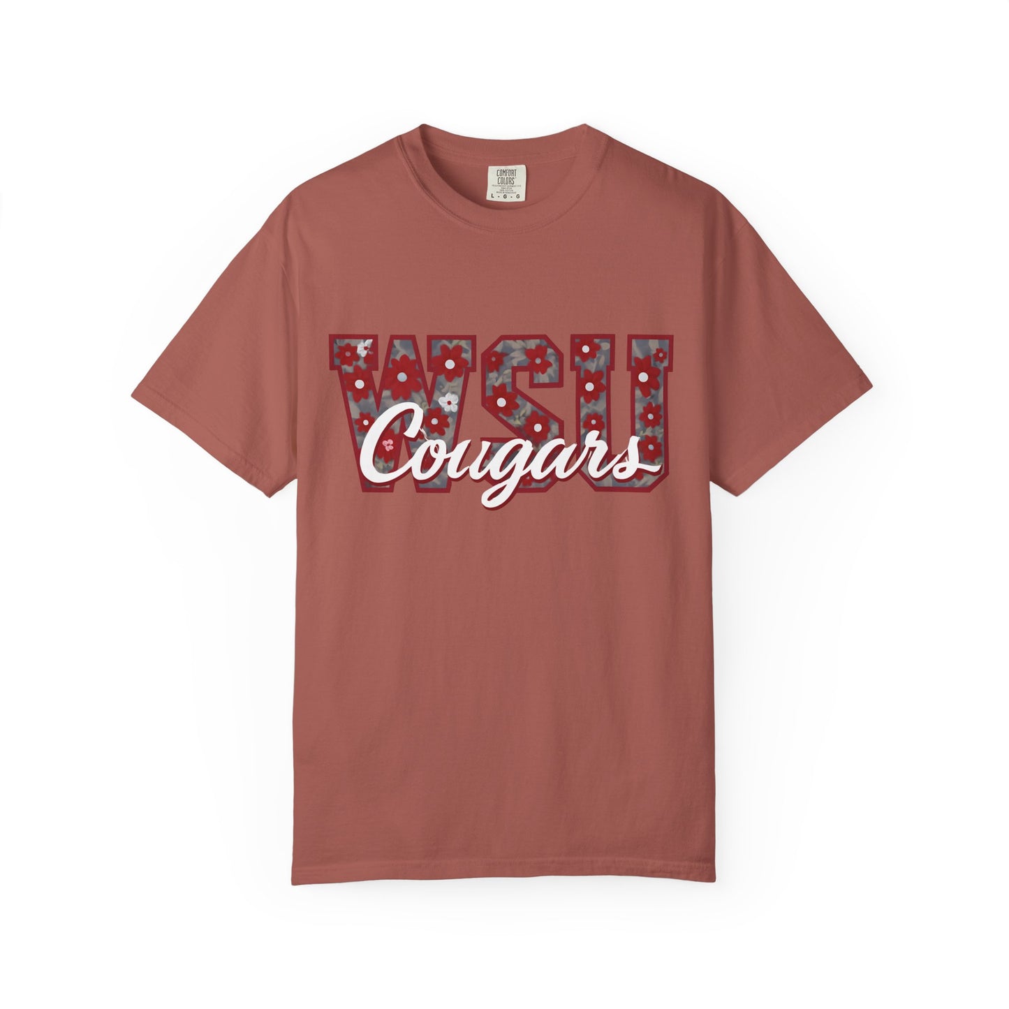 Garment-Dyed T-Shirt with WSU Cougars Design, Casual Wear, College Apparel, Sports Fan Gear, Comfortable Lifestyle Top, WSU Cougars