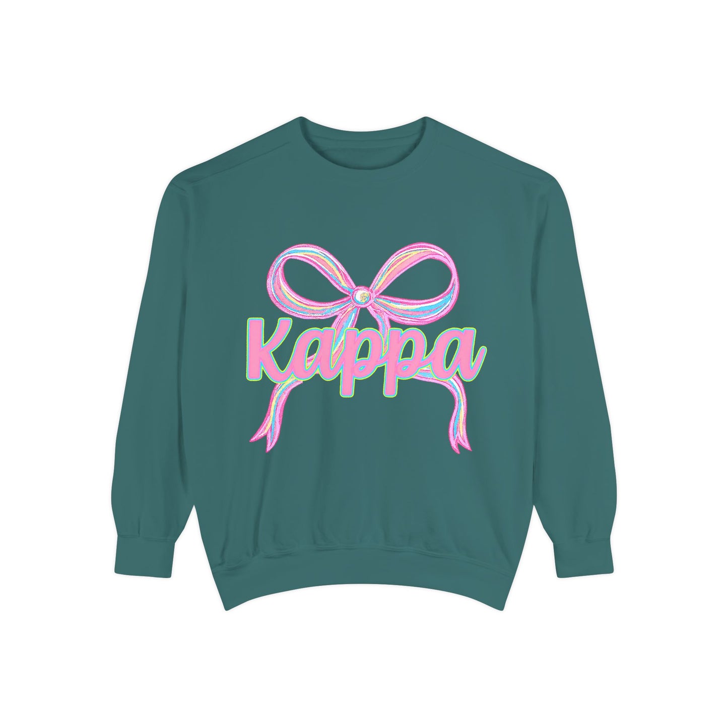 Kappa Bow Sweatshirt, Unisex Garment-Dyed Sweatshirt, Cozy Fashion, Fall Wardrobe, College Spirit, Gift Idea, Trendy Apparel