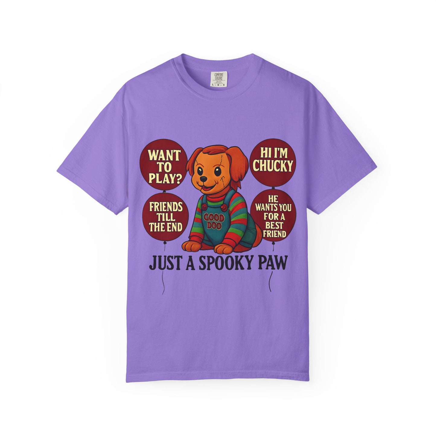 Spooky Graphic T-shirt, Halloween Costume Top, Unisex Tee, Funny Chucky Shirt, Gift for Horror Fans, Cute Spooky Apparel