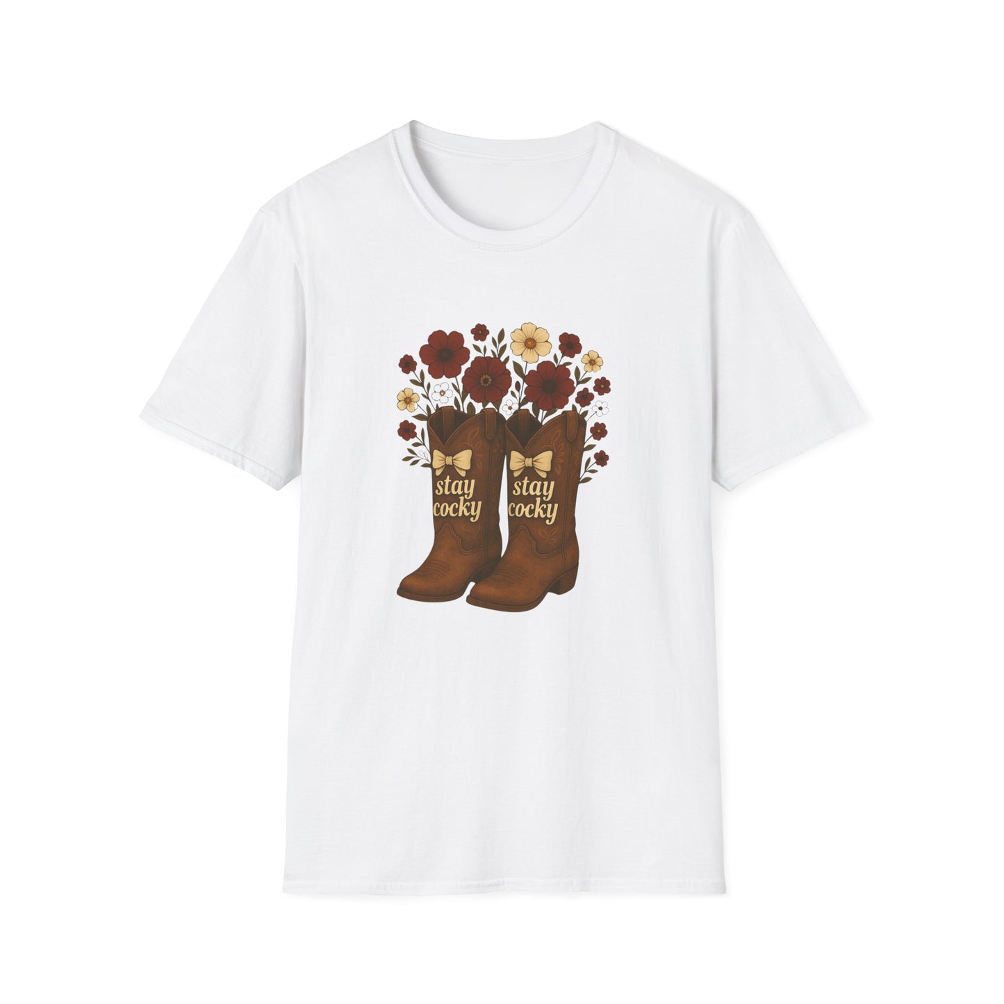 Sc stay cocky coquette t-shirt, Lucky Cowboy Boots T-Shirt, Country Style Tee, Floral Graphic Shirt, Gift for sc fan, go gamecocks, sc game day, graduation gift, college student gift