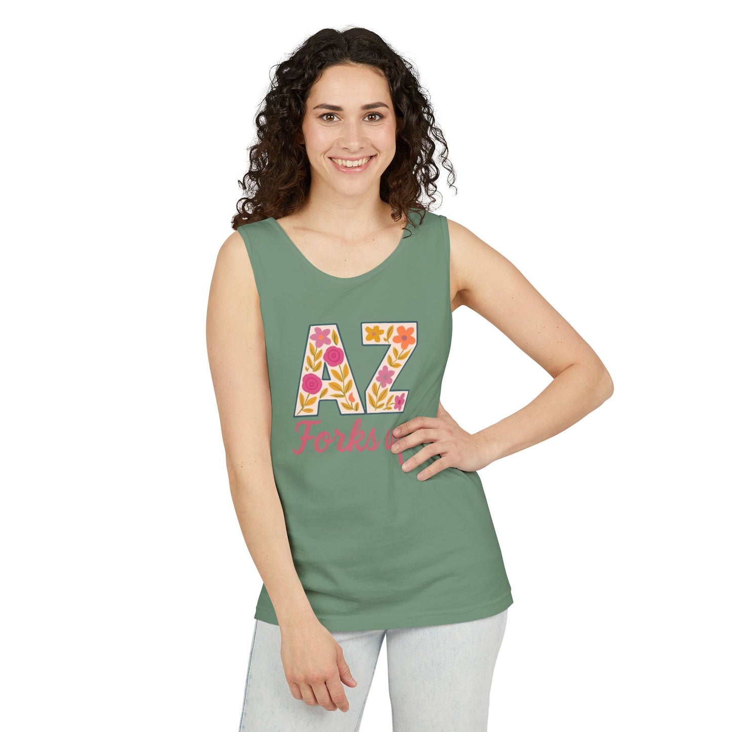 AZ Tank Top - AZ Forks Up Apparel, Summer Wear, Vacation Top, Travel Essentials, Gifts for Arizonans, Sun devils, comfort colors, graduation gift