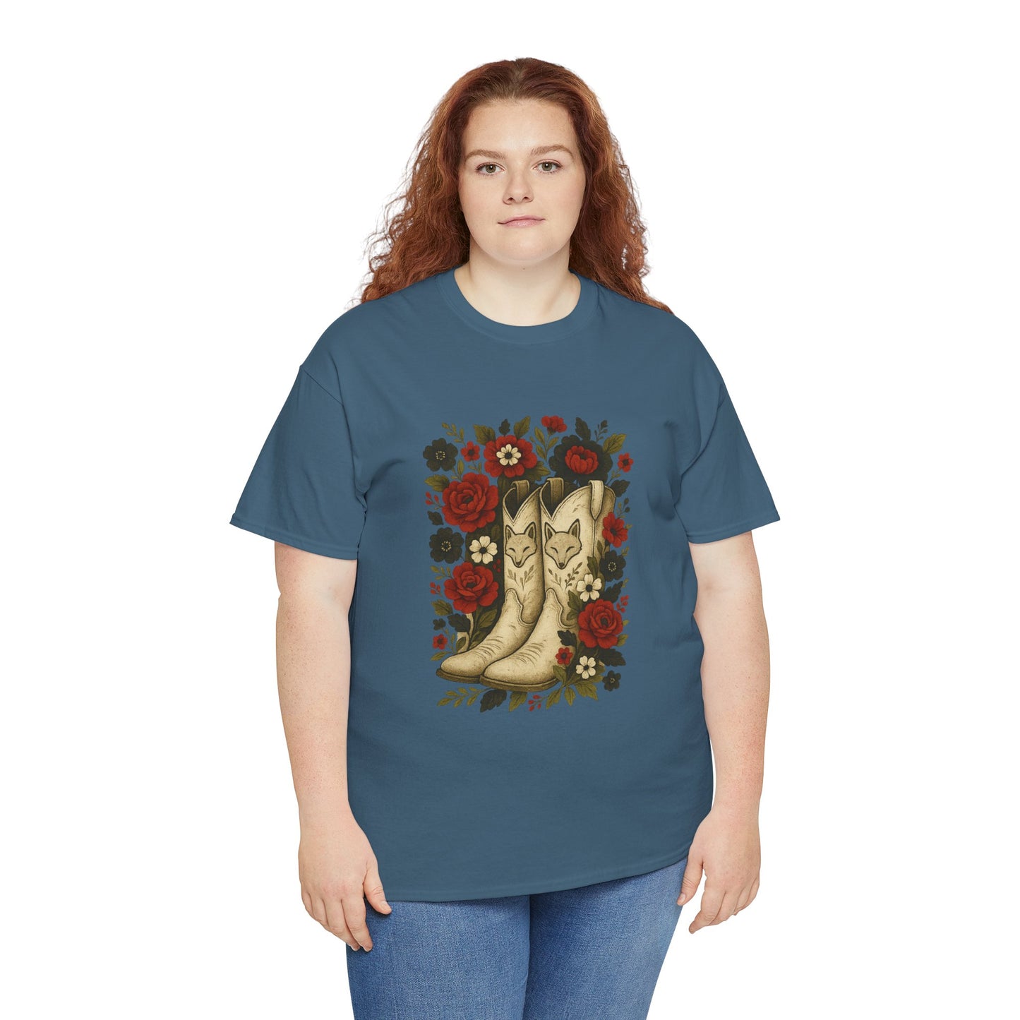AR State Red Wolves Vintage Floral Cowboy Boots Tee