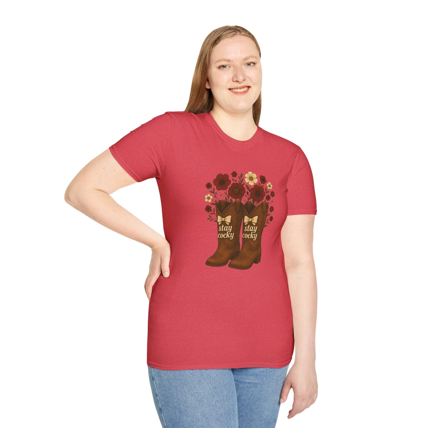 Sc stay cocky coquette t-shirt, Lucky Cowboy Boots T-Shirt, Country Style Tee, Floral Graphic Shirt, Gift for sc fan, go gamecocks, sc game day, graduation gift, college student gift